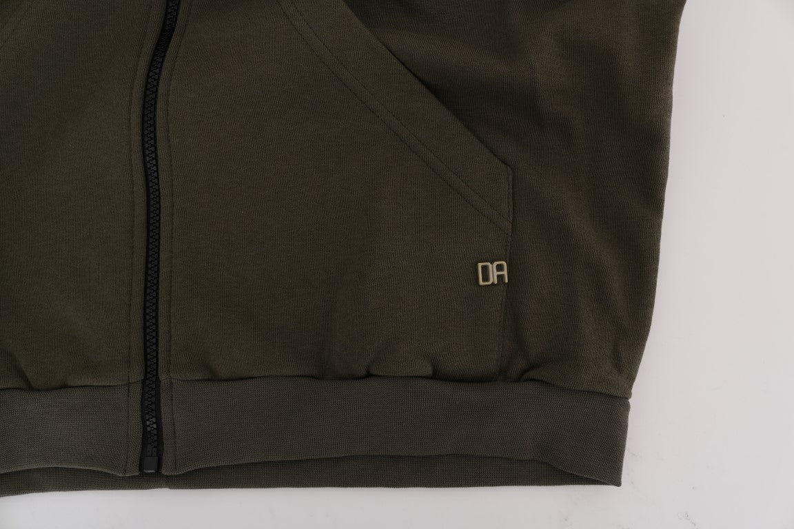 Daniele Alessandrini Elegante maglione verde con cappuccio e zip intera