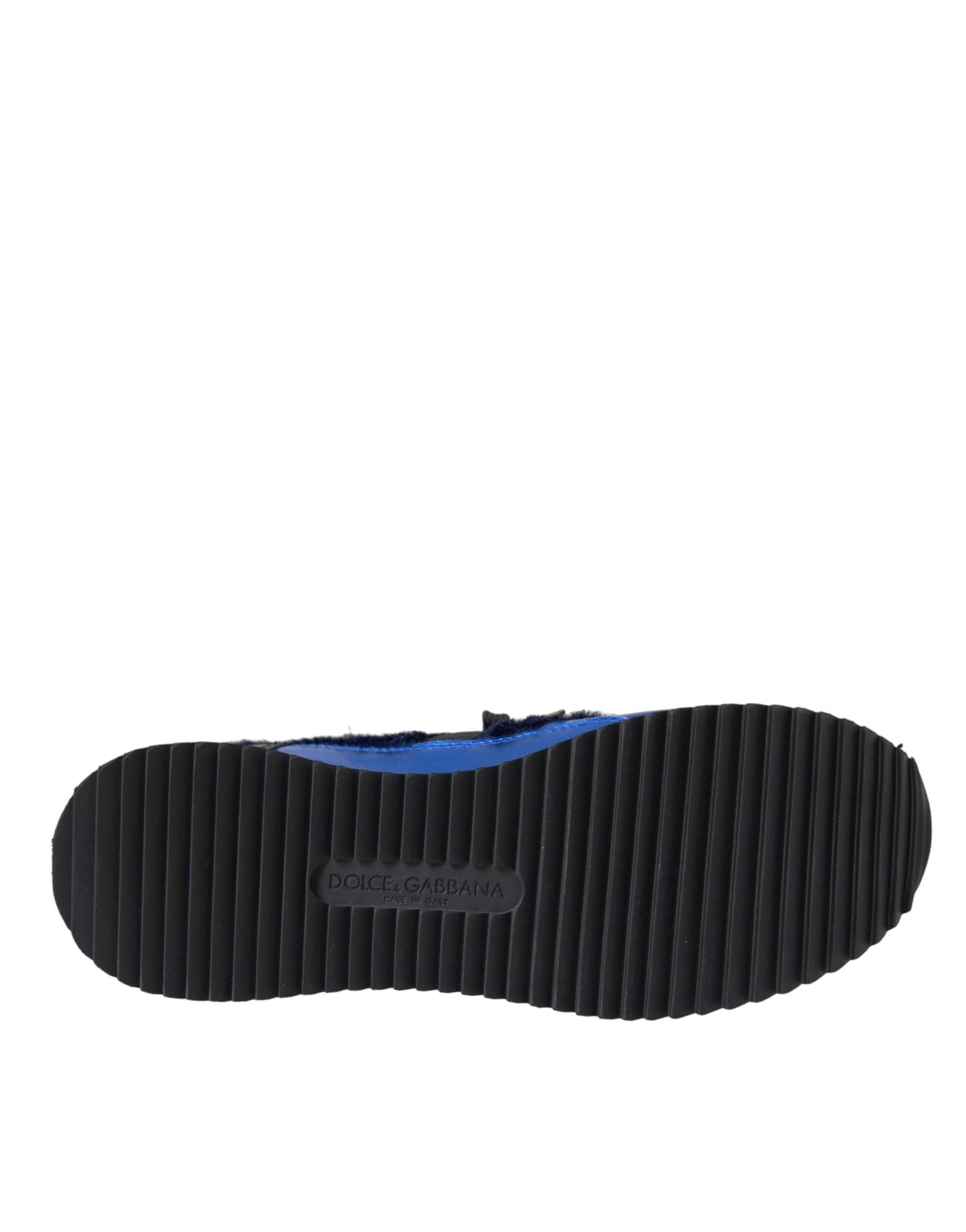 Dolce & Gabbana Blaue schwarze Turnschuhe aus Kalbshaarleder