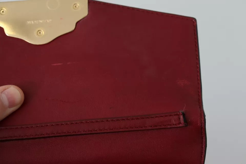 Dolce & Gabbana Schwarzes Leder Gold Metall Mini Damen Geldbörse Tasche Lucia Brieftasche