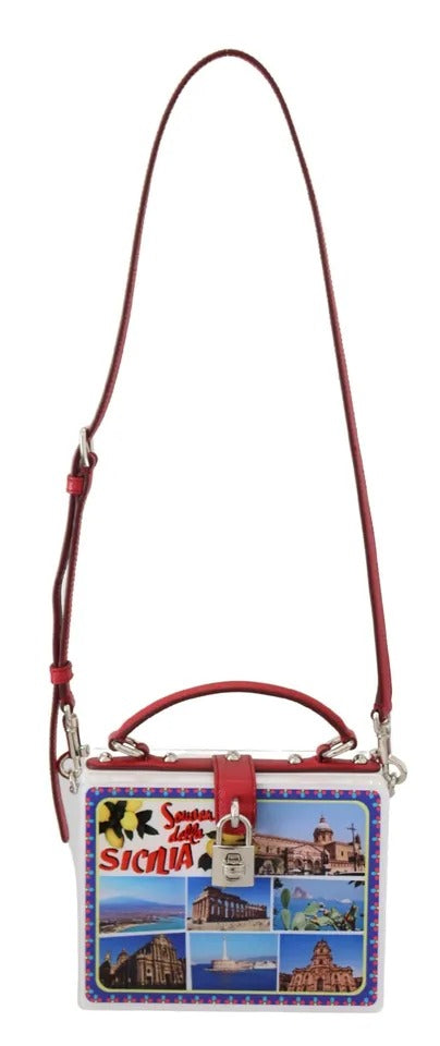 Dolce & Gabbana Sicilia Square Handtasche mit Umhängetasche, weiß, Plexiglasbox