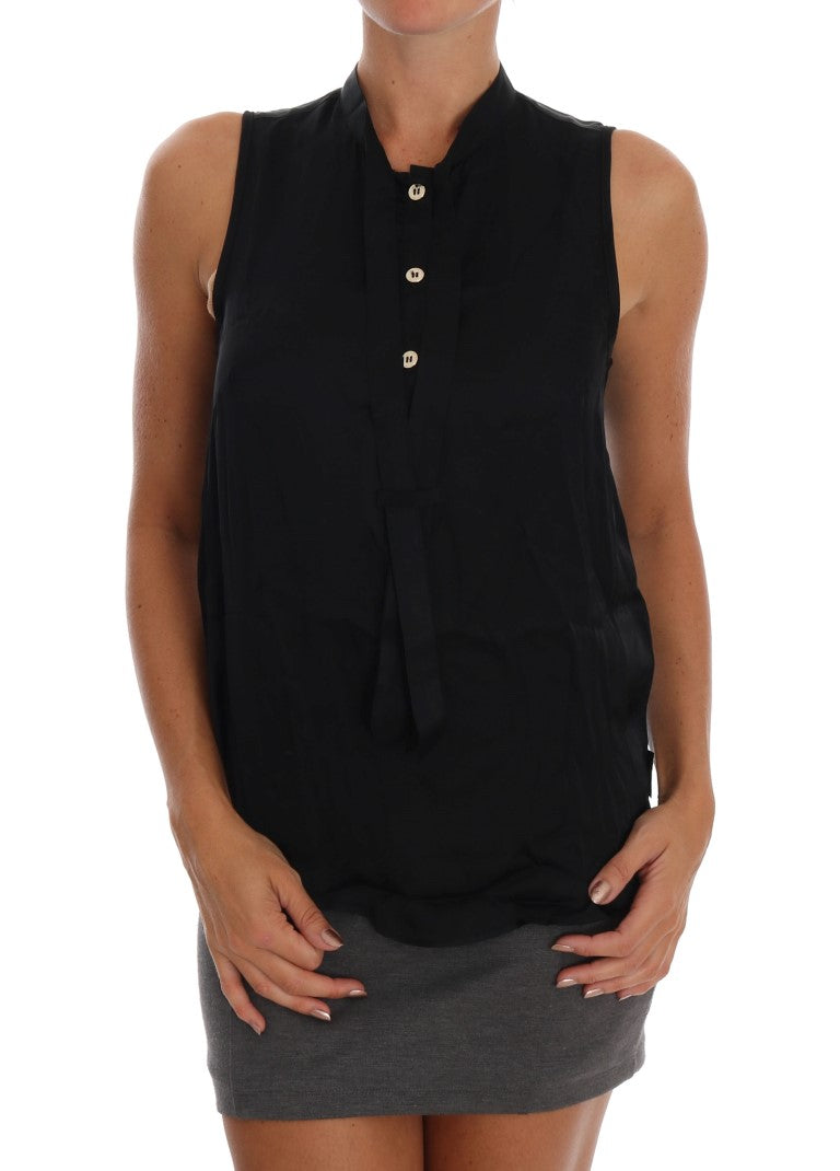 Versace Jeans Chic ärmellose schwarze Hemdbluse