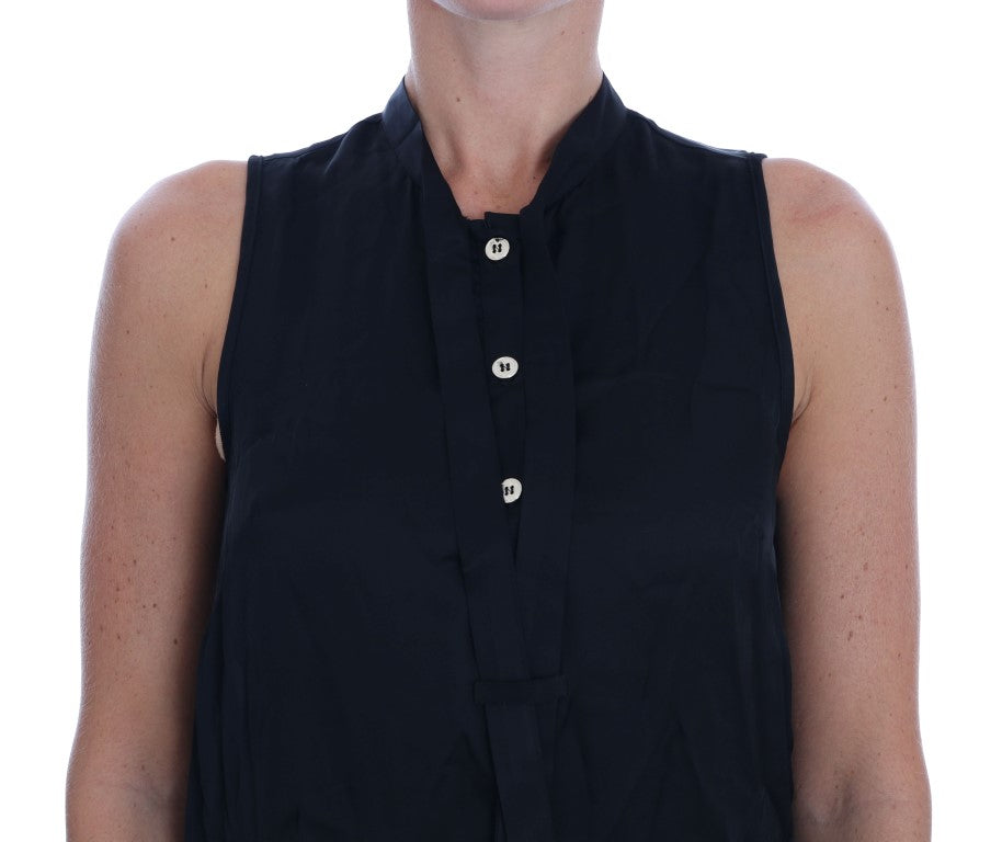 Versace Jeans Chic ärmellose schwarze Hemdbluse