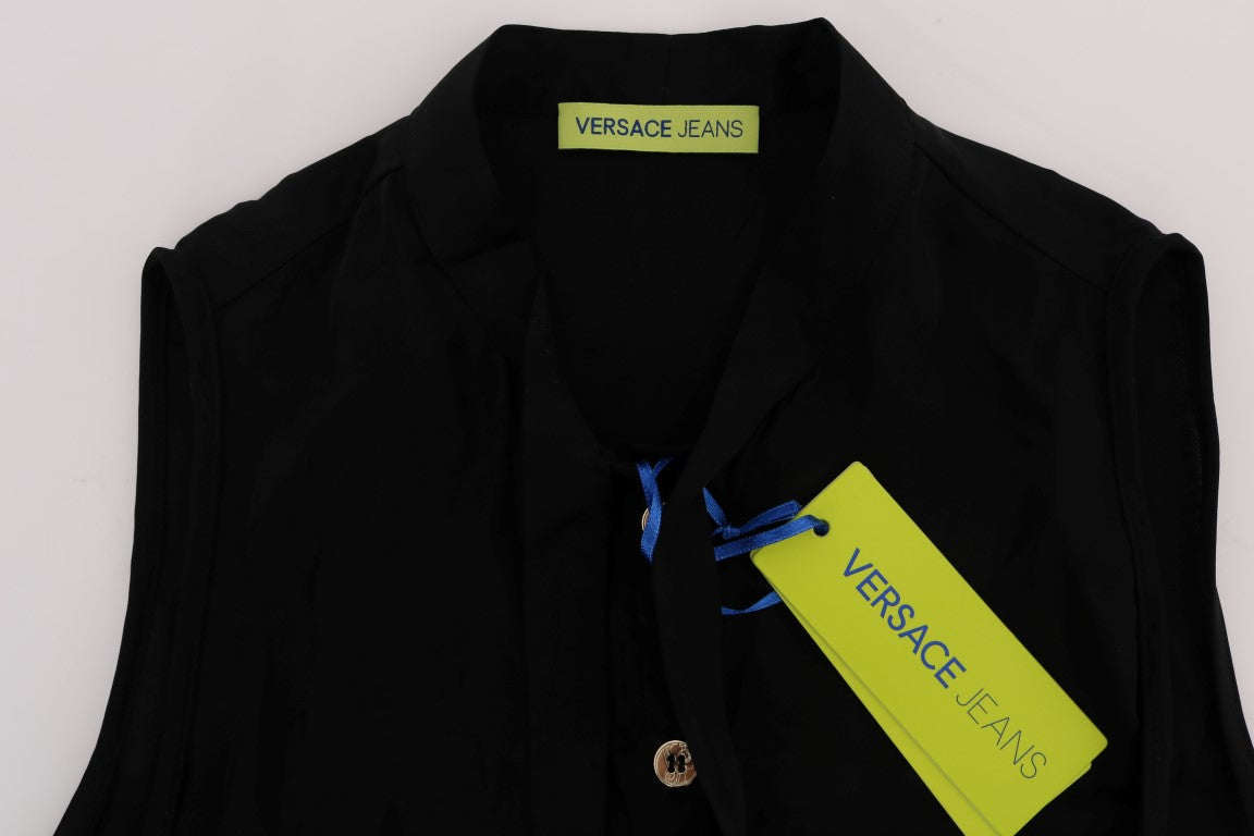 Versace Jeans Chic ärmellose schwarze Hemdbluse