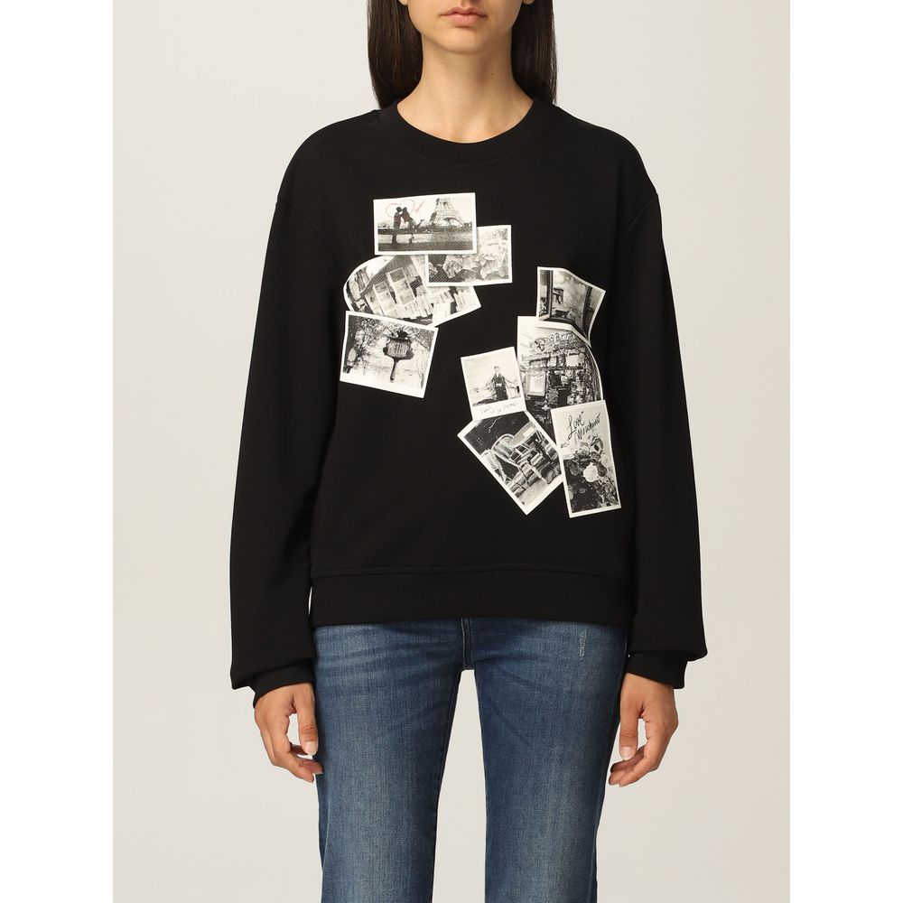 Love Moschino Chic schwarzes Sweatshirt mit Designer-Emblem