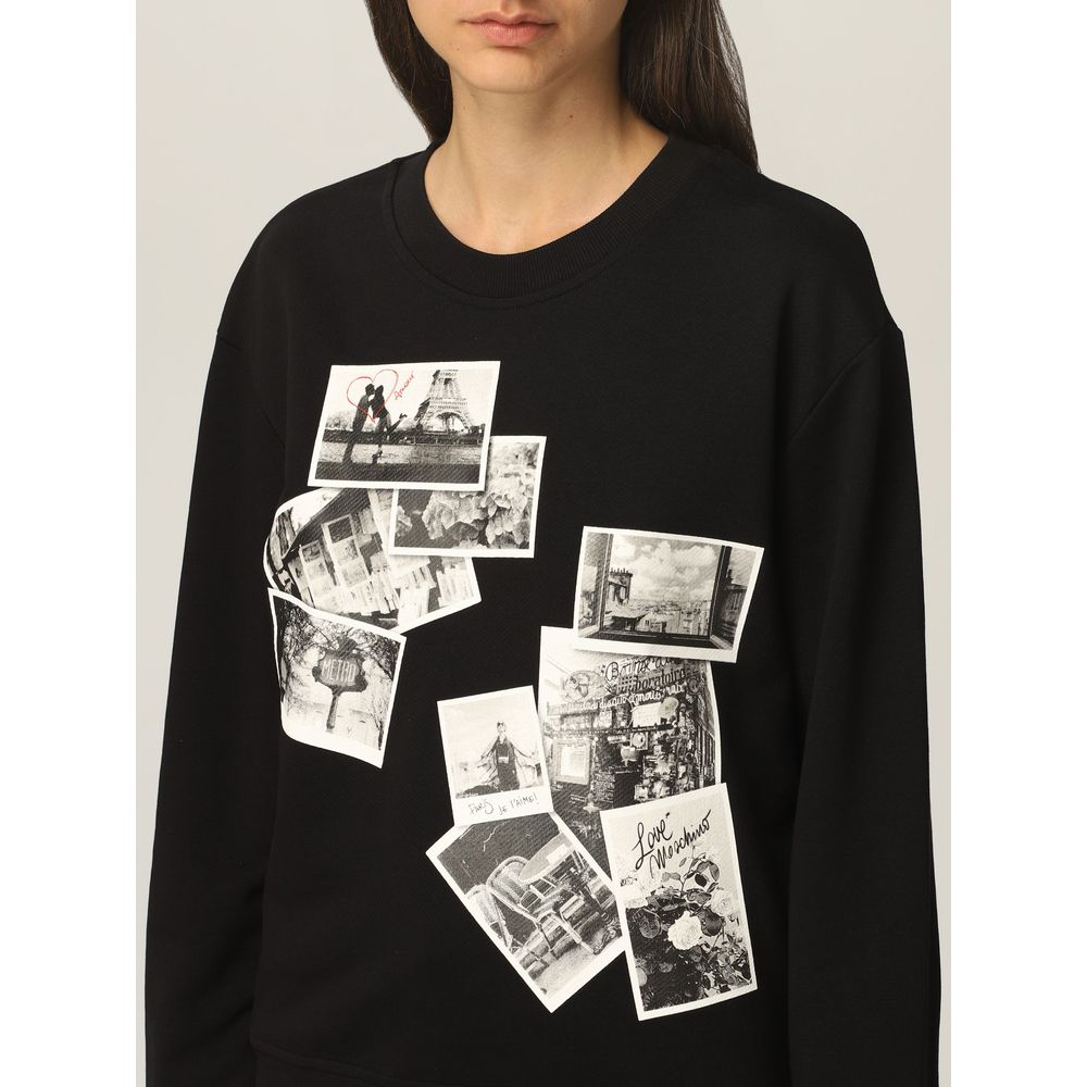 Love Moschino Chic schwarzes Sweatshirt mit Designer-Emblem
