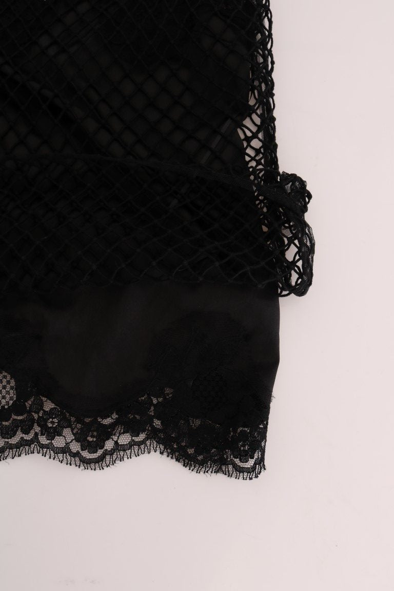 Dolce & Gabbana Elegante Blusa Senza Maniche in Pizzo Nero