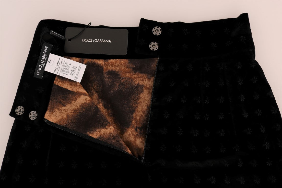 Dolce & Gabbana Barock bestickter Samt-Bleistiftrock