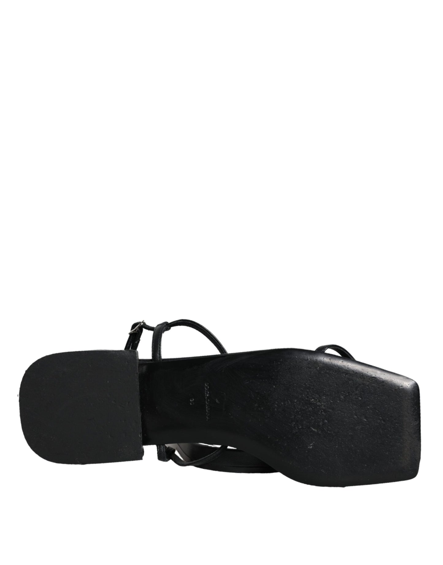 Dolce & Gabbana – Keira – Sandalen mit Knöchelriemen aus schwarzem Leder mit Logo