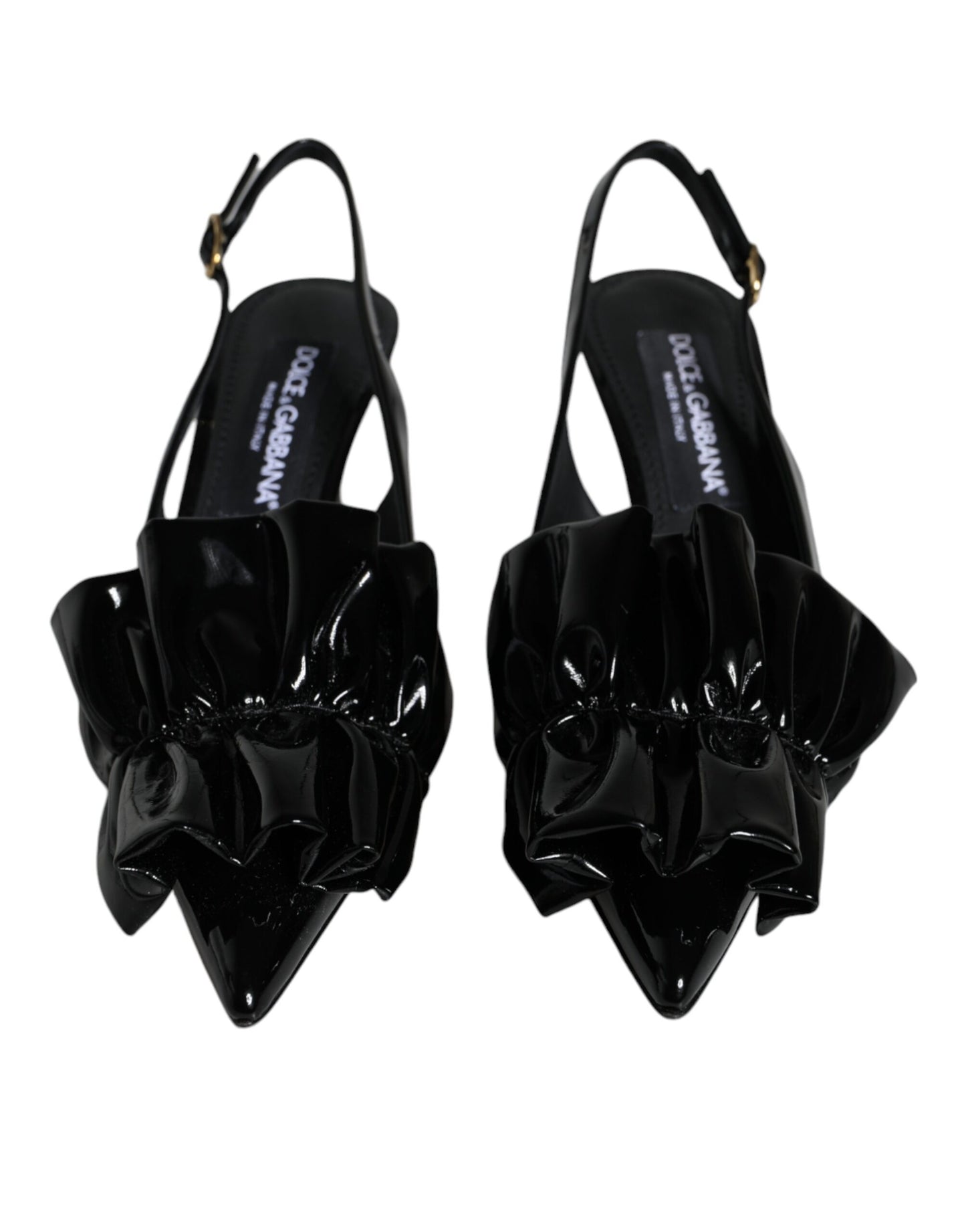 Dolce & Gabbana – Slingback-Schuhe aus schwarzem Lackleder mit Absatz