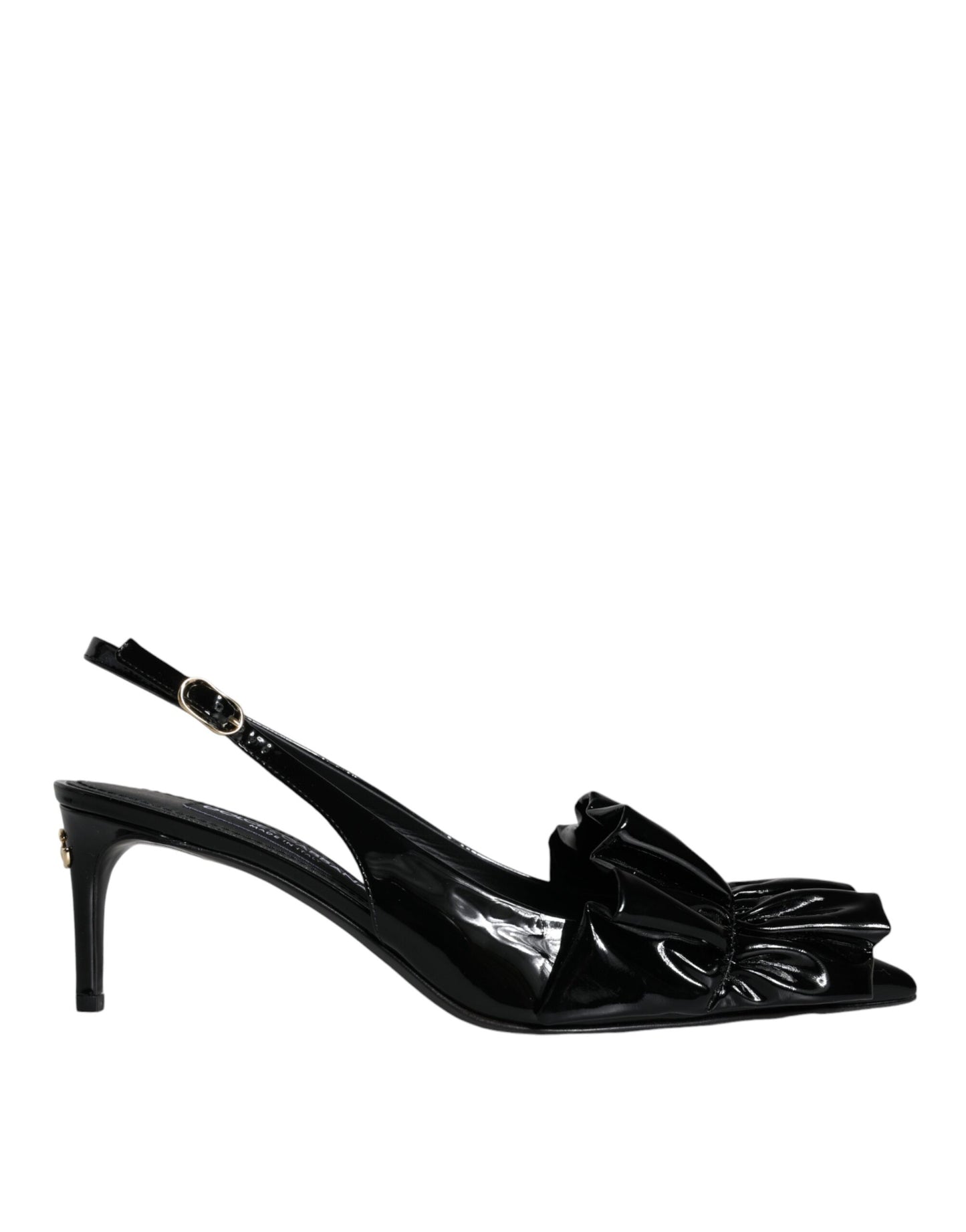 Dolce & Gabbana – Slingback-Schuhe aus schwarzem Lackleder mit Absatz