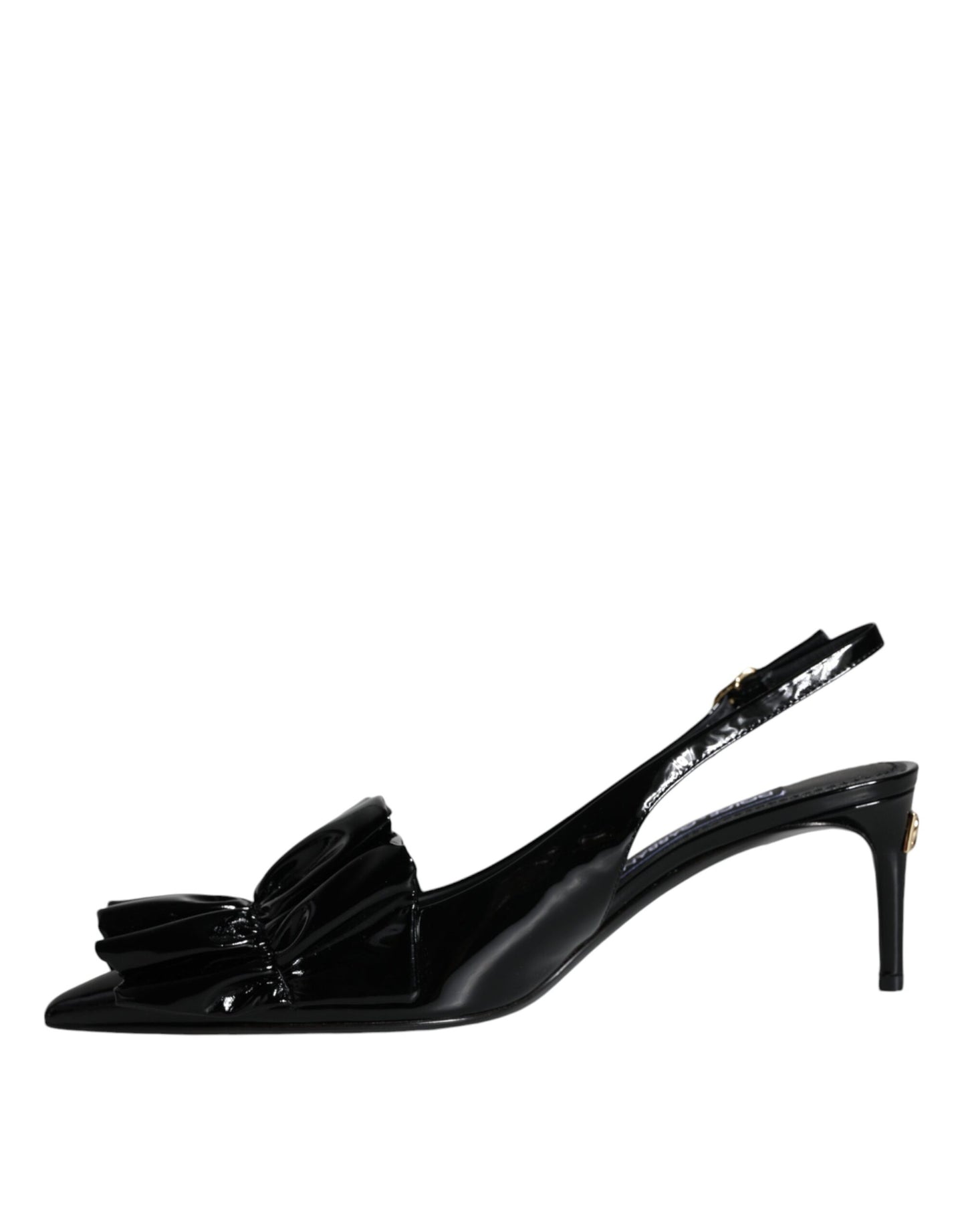 Dolce & Gabbana – Slingback-Schuhe aus schwarzem Lackleder mit Absatz