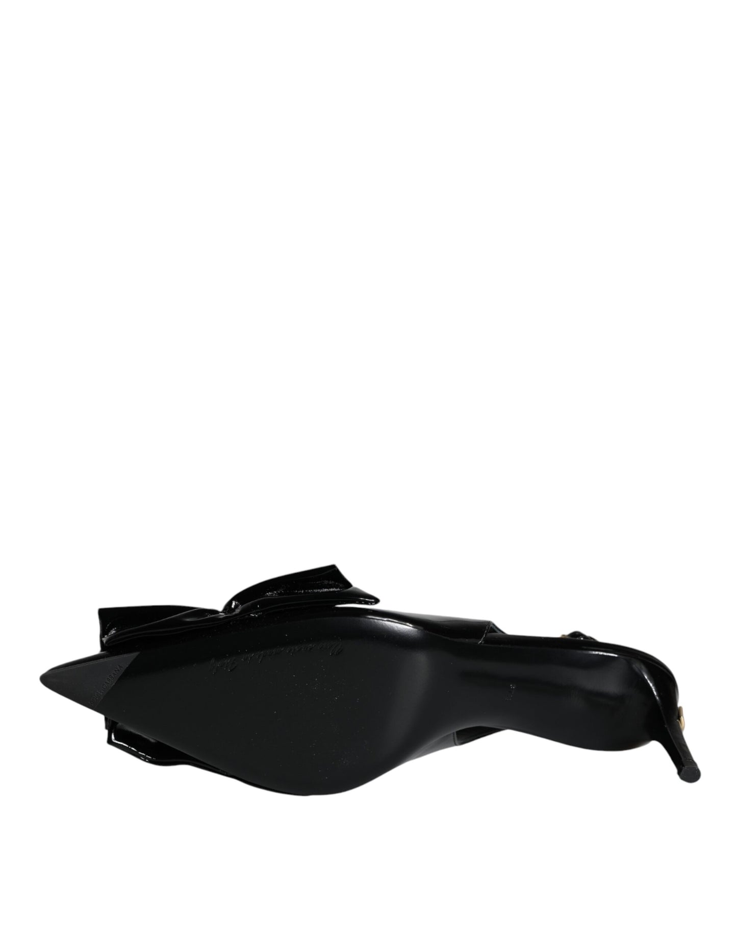 Dolce & Gabbana – Slingback-Schuhe aus schwarzem Lackleder mit Absatz