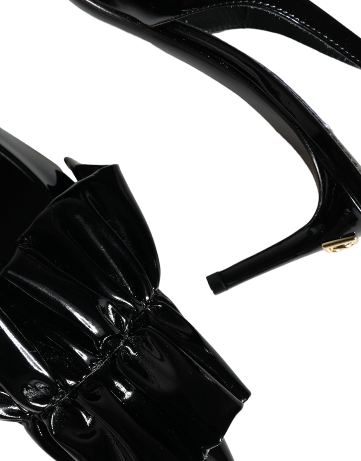 Dolce & Gabbana – Slingback-Schuhe aus schwarzem Lackleder mit Absatz