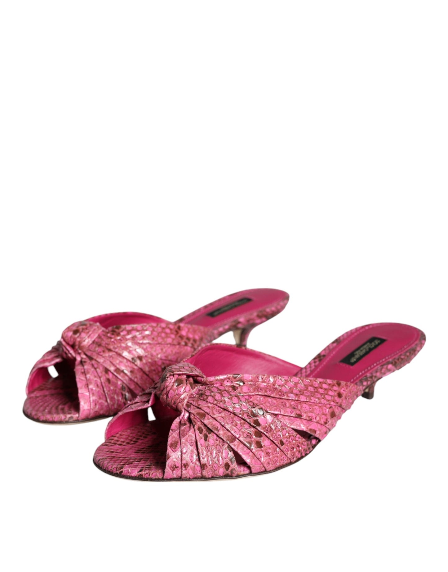 Dolce & Gabbana – Pantoletten mit Kitten Heels aus rosa Pythonleder