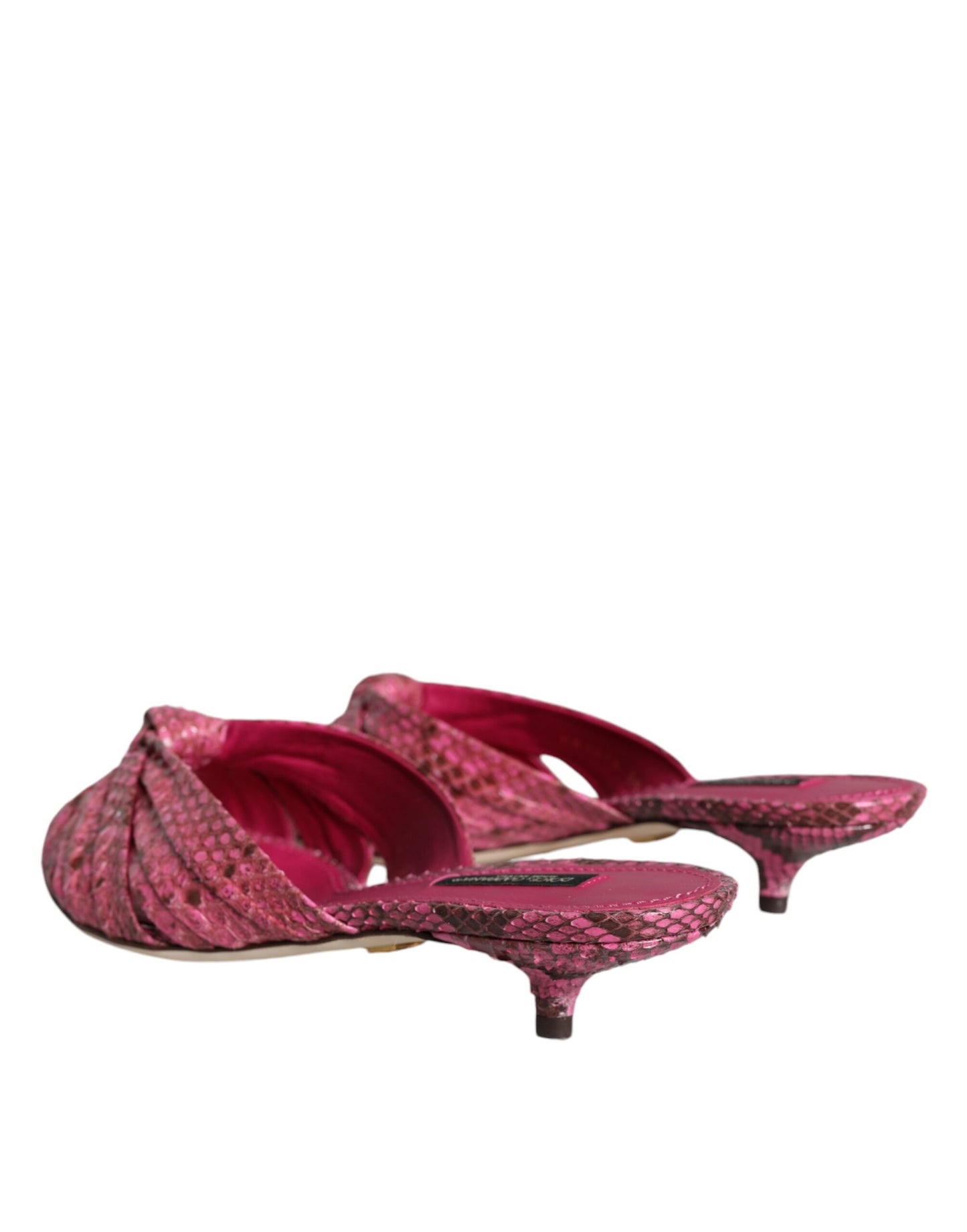 Dolce & Gabbana – Pantoletten mit Kitten Heels aus rosa Pythonleder