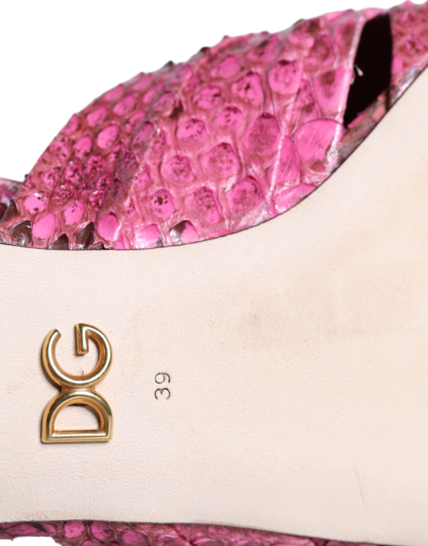 Dolce & Gabbana – Pantoletten mit Kitten Heels aus rosa Pythonleder