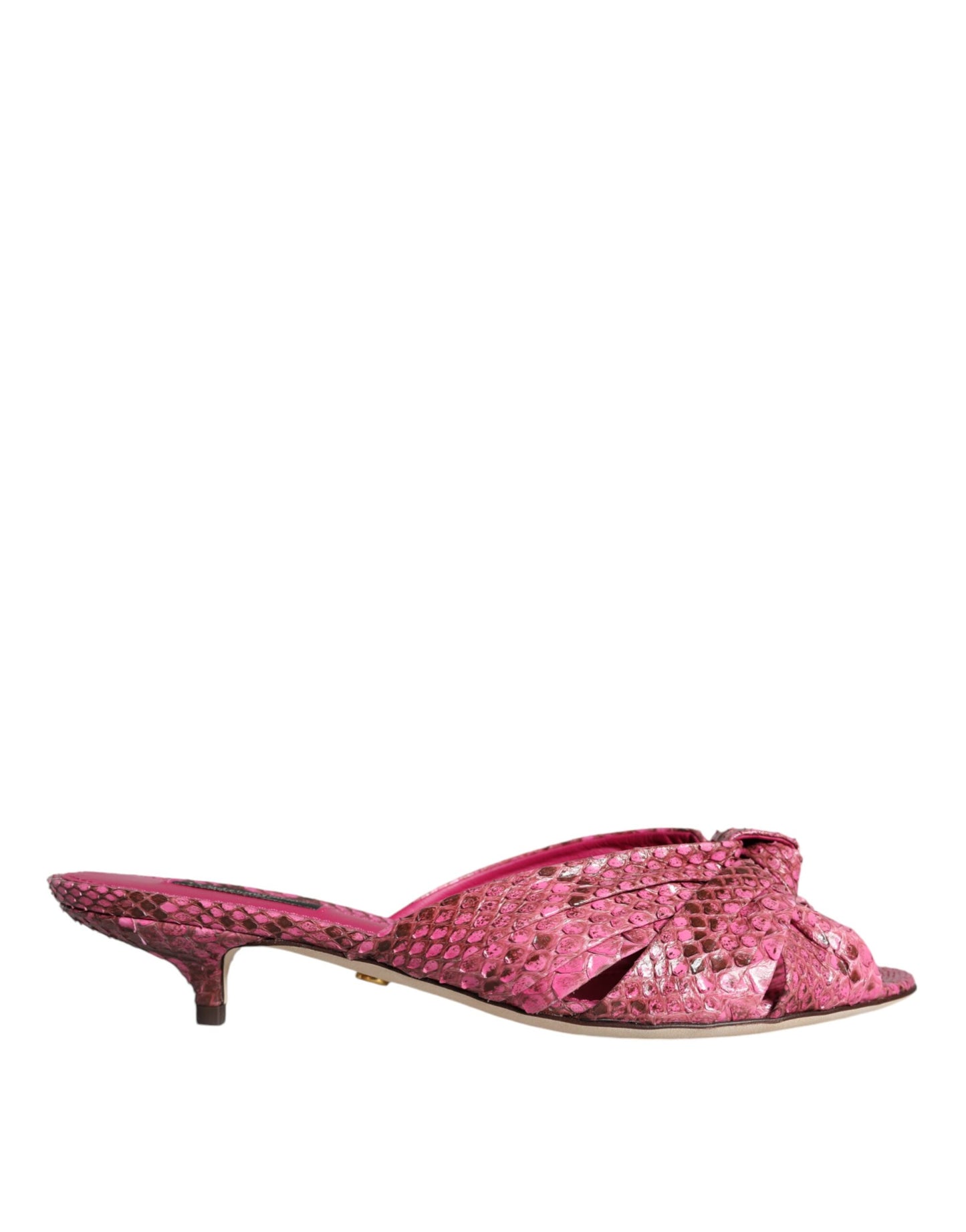 Dolce & Gabbana – Pantoletten mit Kitten Heels aus rosa Pythonleder