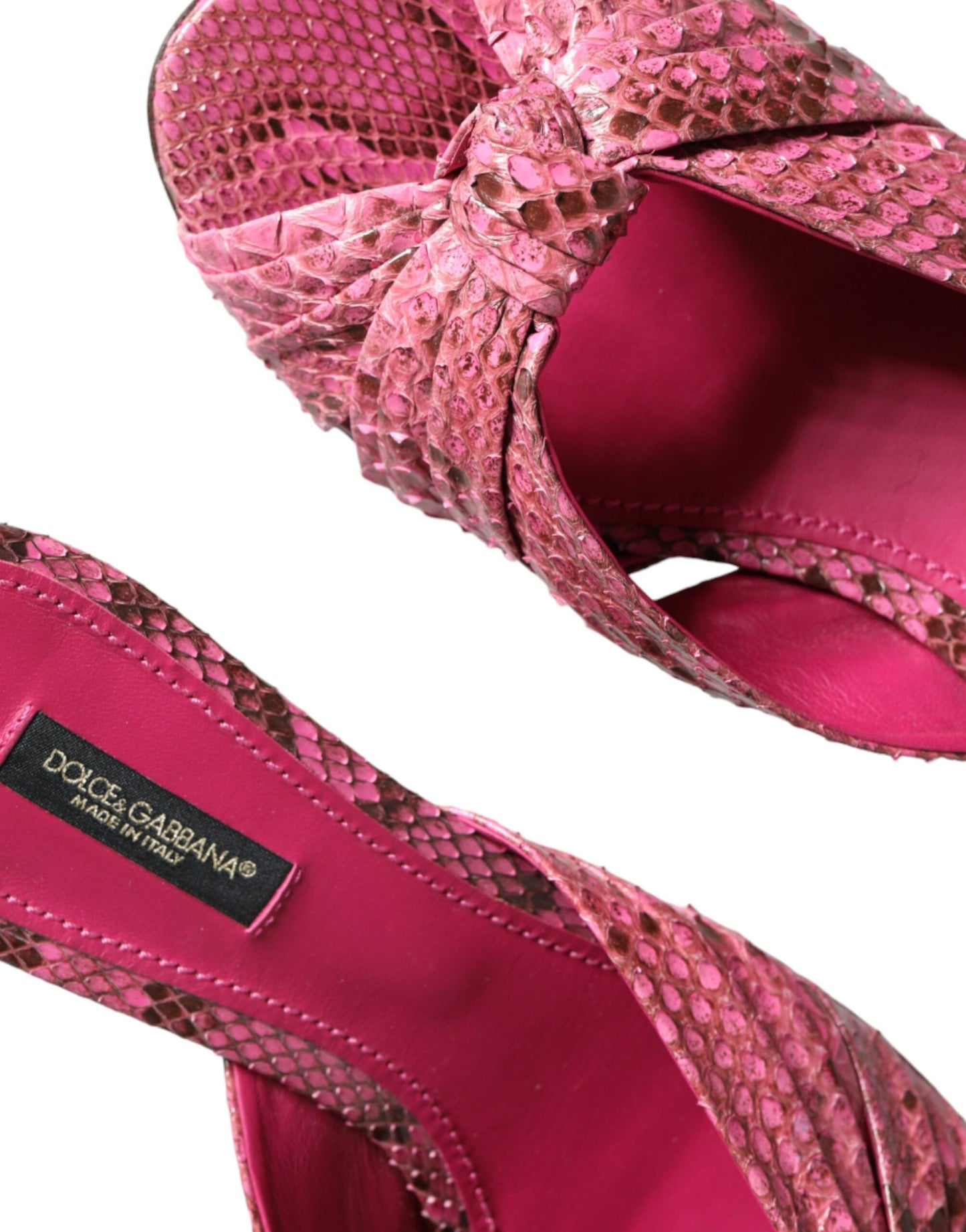 Dolce & Gabbana – Pantoletten mit Kitten Heels aus rosa Pythonleder