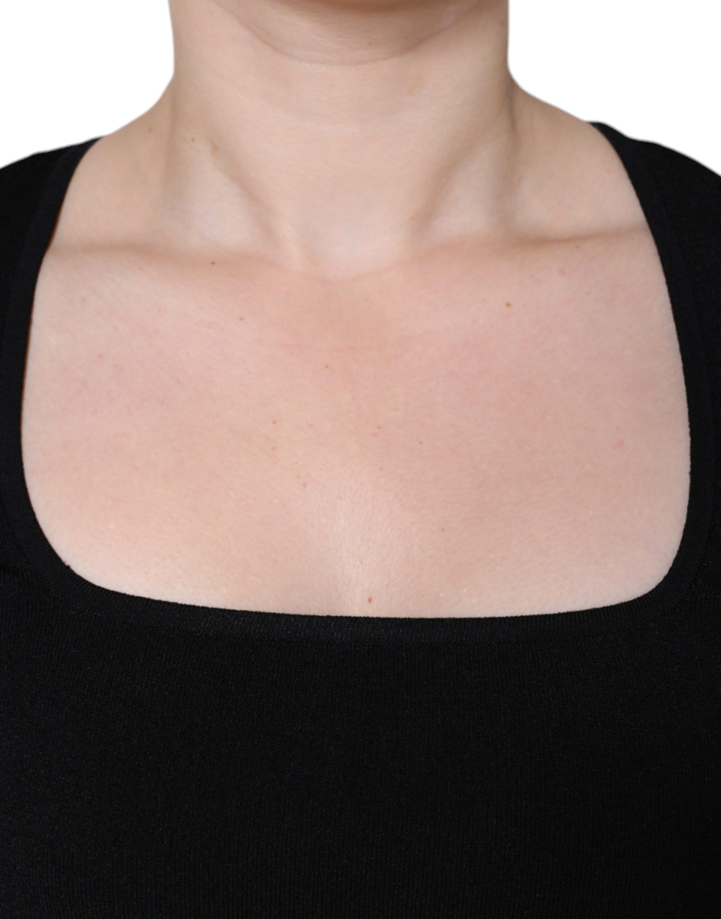 Dolce & Gabbana Blusa nera a maniche lunghe con scollo quadrato