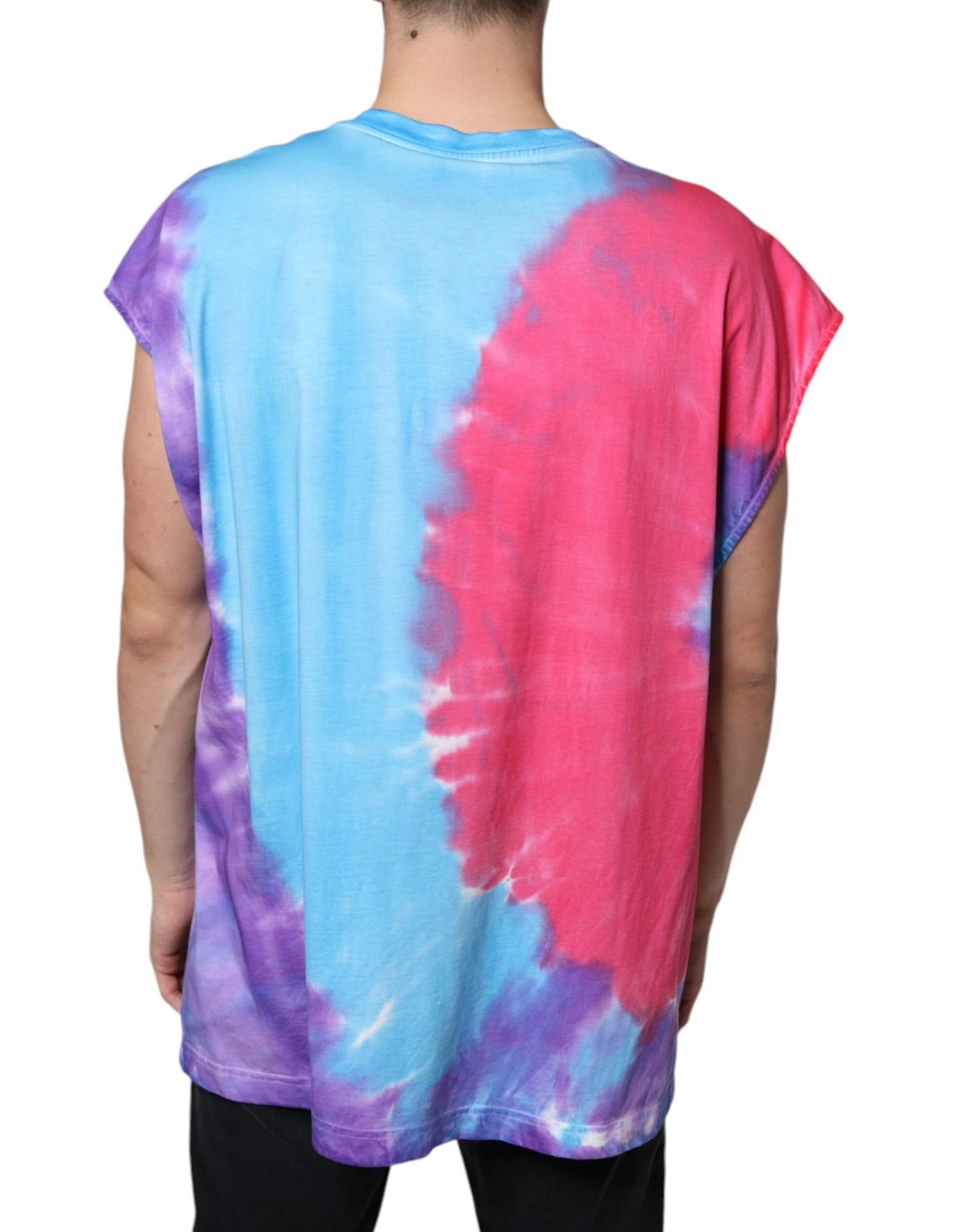 T-shirt senza maniche in cotone tie-dye multicolore Dolce & Gabbana