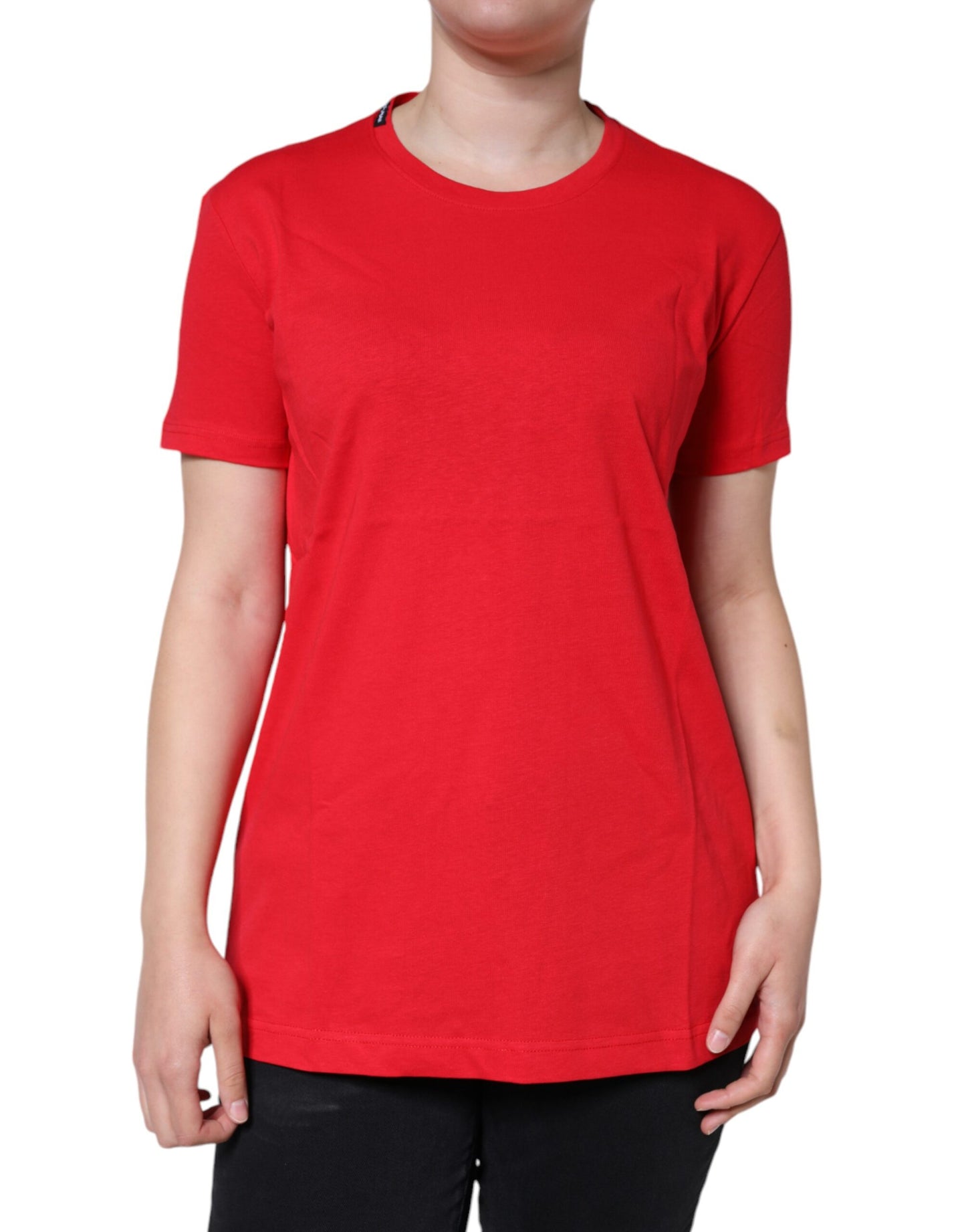 T-shirt a maniche corte con scollo rotondo in cotone rosso Dolce & Gabbana
