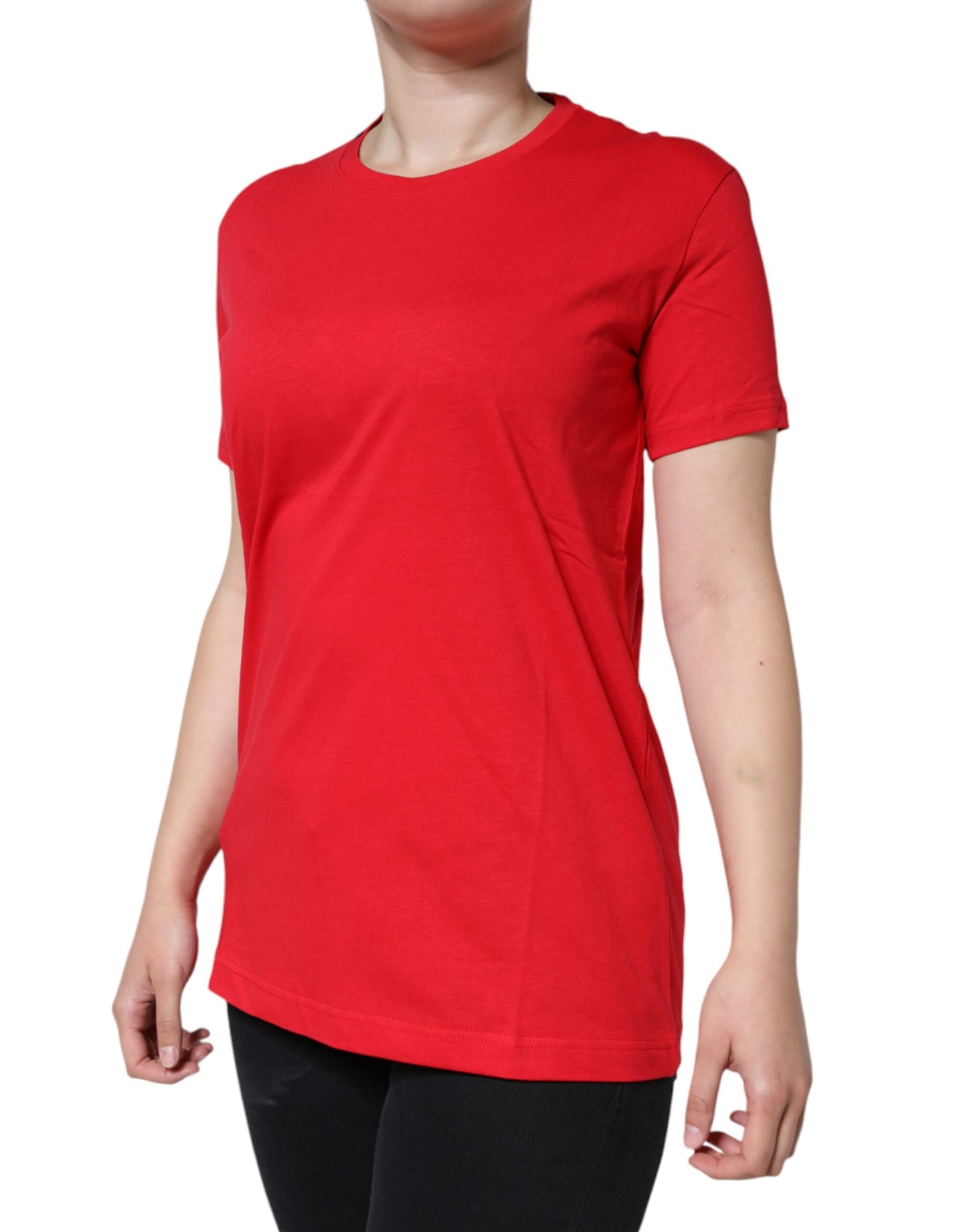 T-shirt a maniche corte con scollo rotondo in cotone rosso Dolce & Gabbana