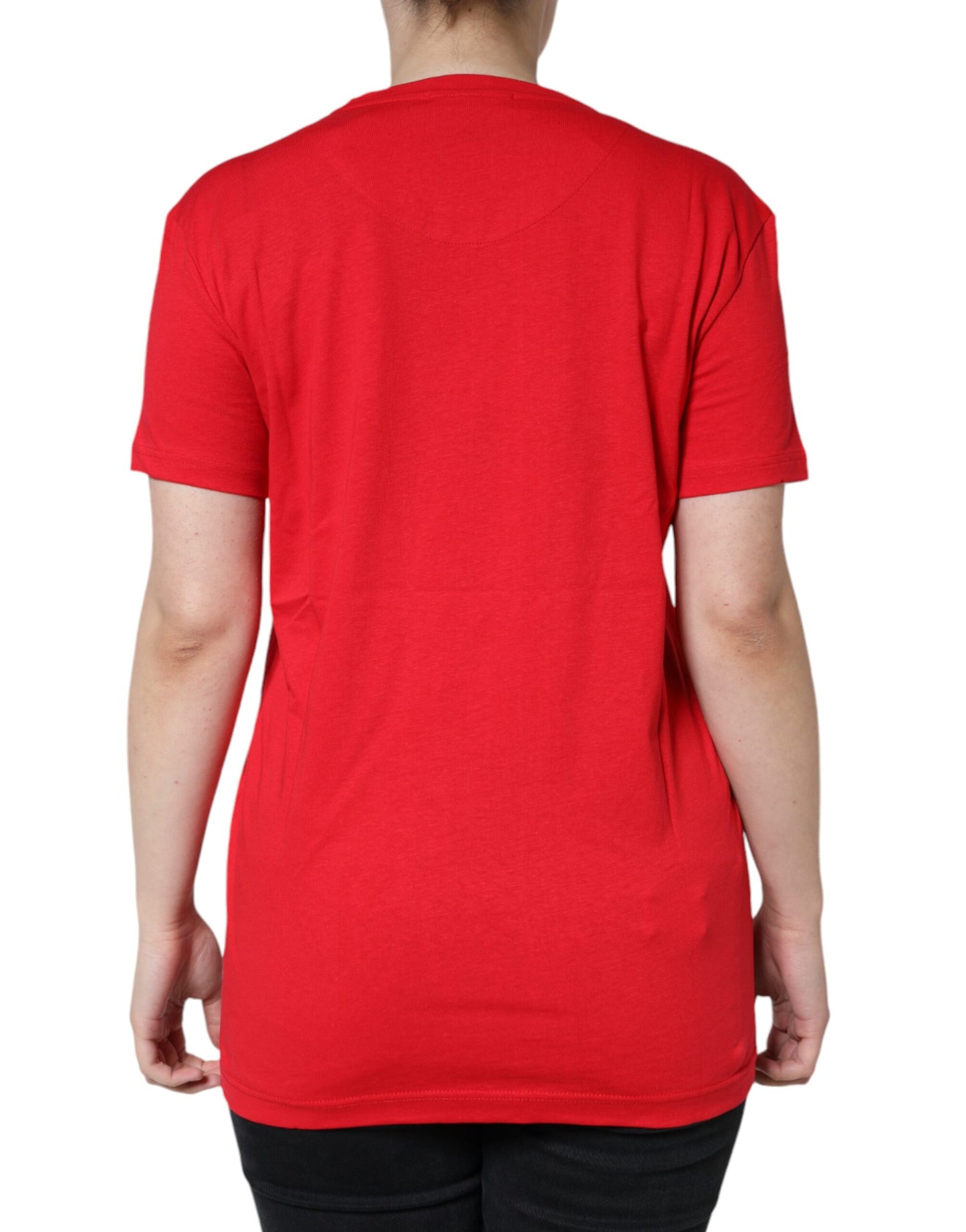 T-shirt a maniche corte con scollo rotondo in cotone rosso Dolce & Gabbana