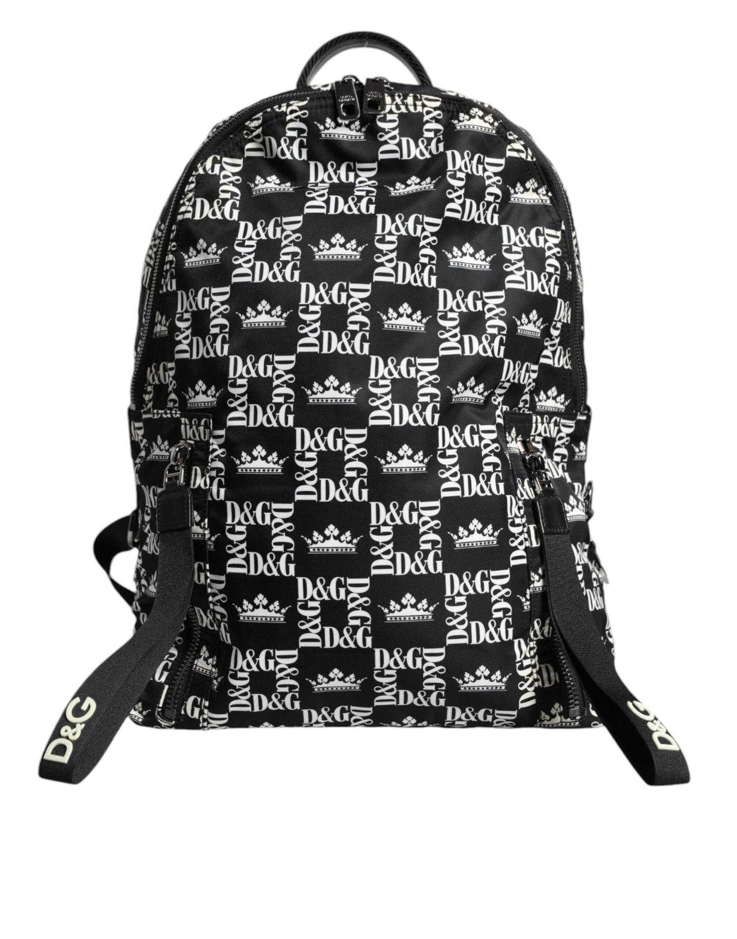 Zaino Dolce & Gabbana in nylon con logo DG Crown nero e bianco