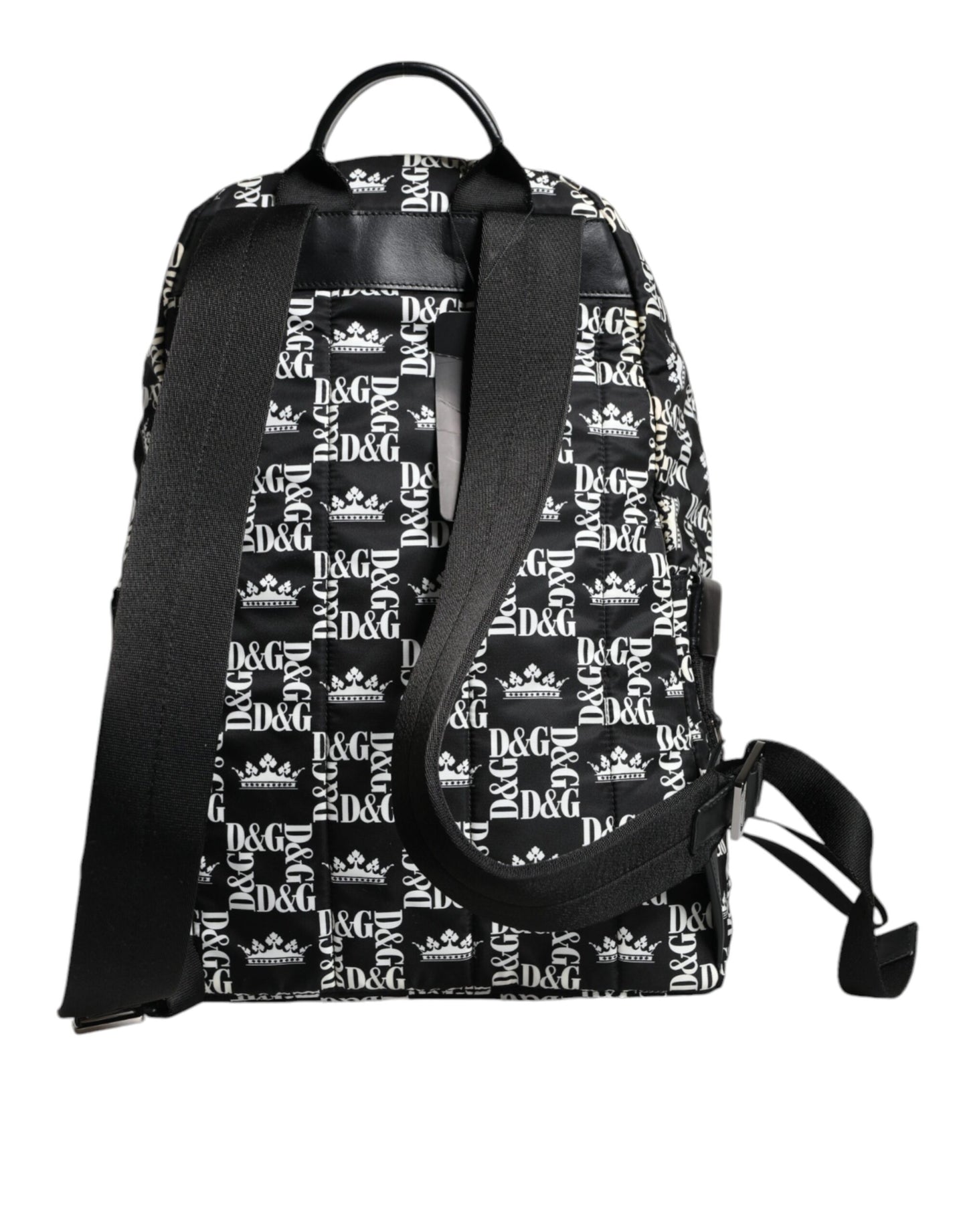 Zaino Dolce & Gabbana in nylon con logo DG Crown nero e bianco