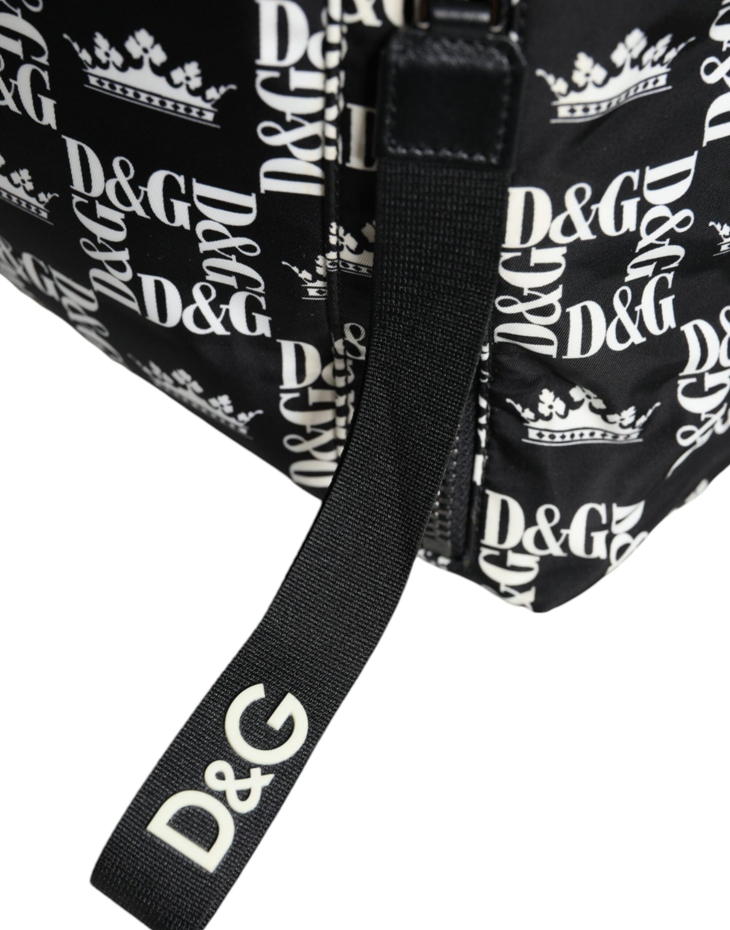 Zaino Dolce & Gabbana in nylon con logo DG Crown nero e bianco
