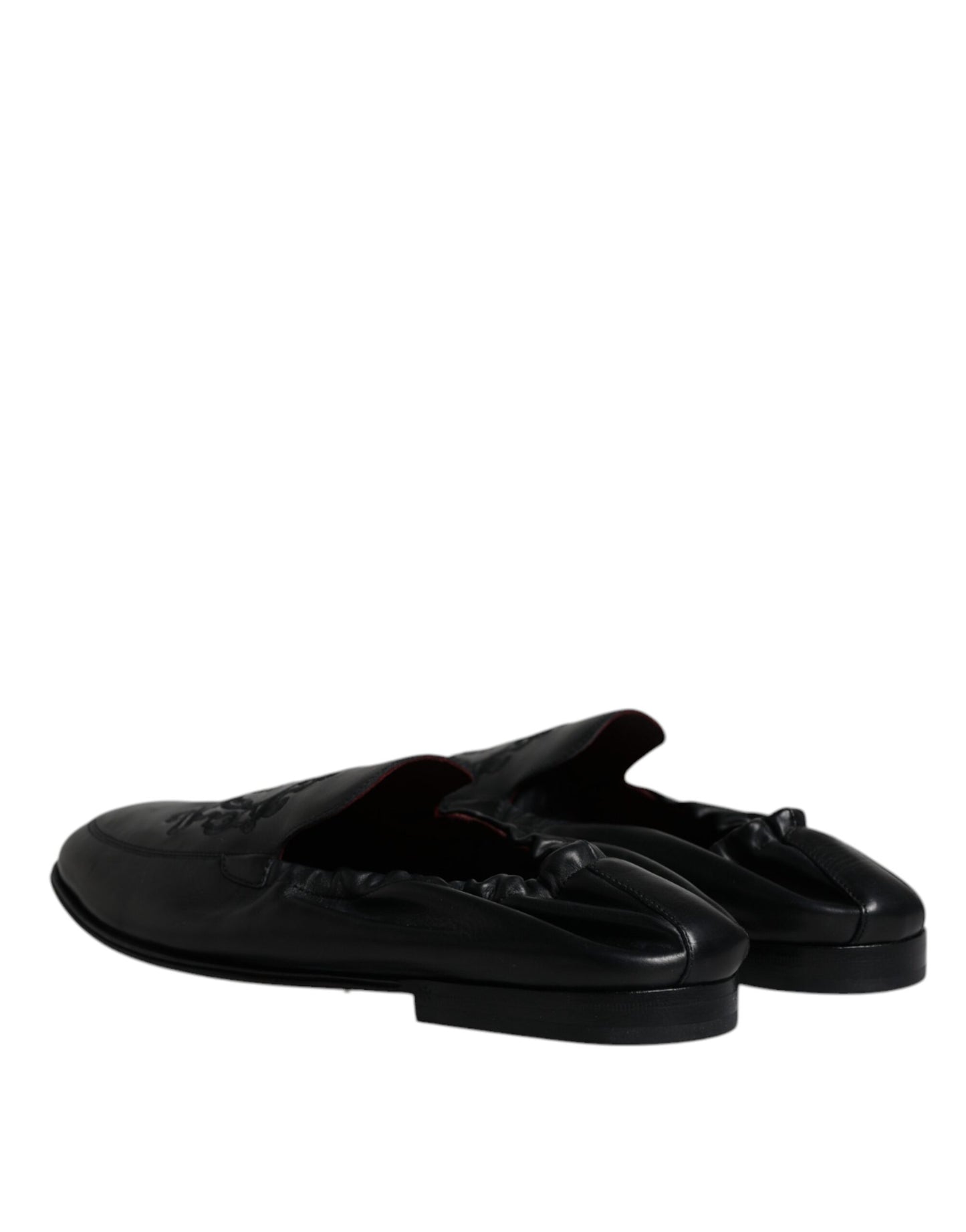 Dolce & Gabbana – Schwarze Leder-Loafer mit Logo-Stickerei für Herren