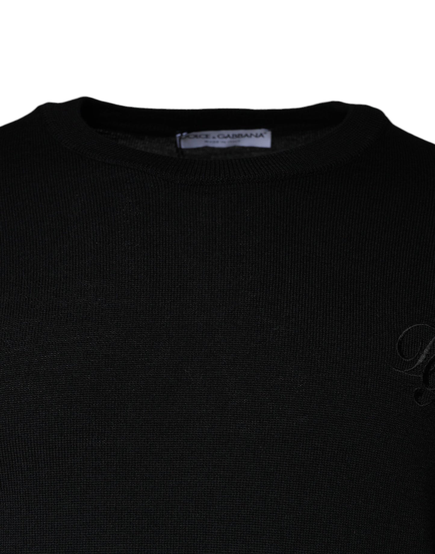 Dolce & Gabbana Maglione girocollo in maglia di lana nera