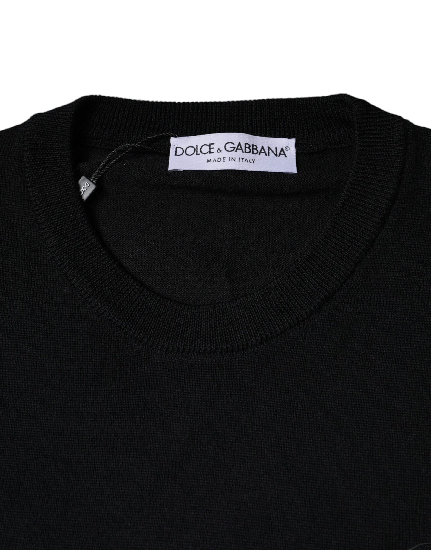 Dolce & Gabbana Maglione girocollo in maglia di lana nera