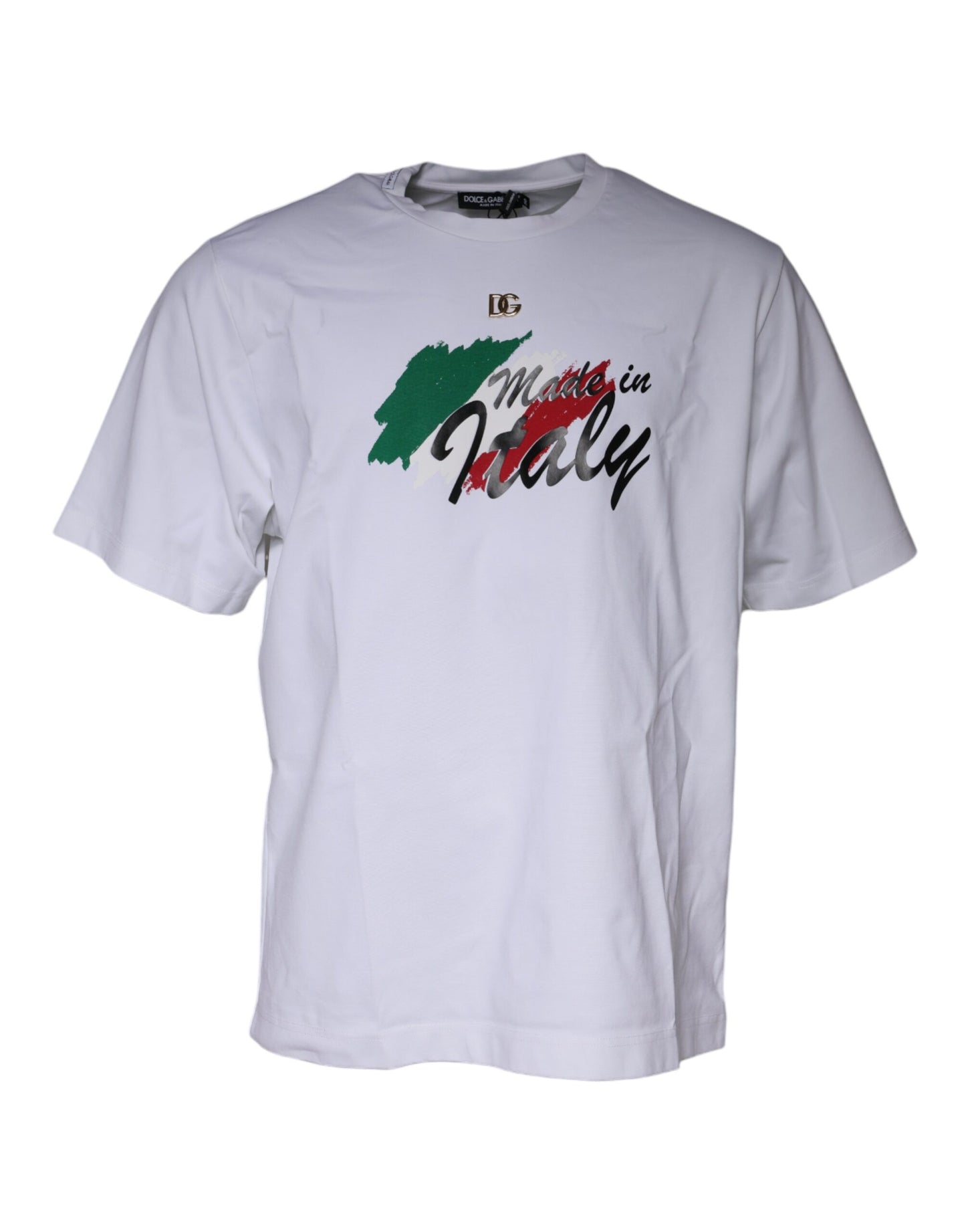 Dolce & Gabbana – Weißes Baumwoll-T-Shirt mit Rundhalsausschnitt und grafischem Print