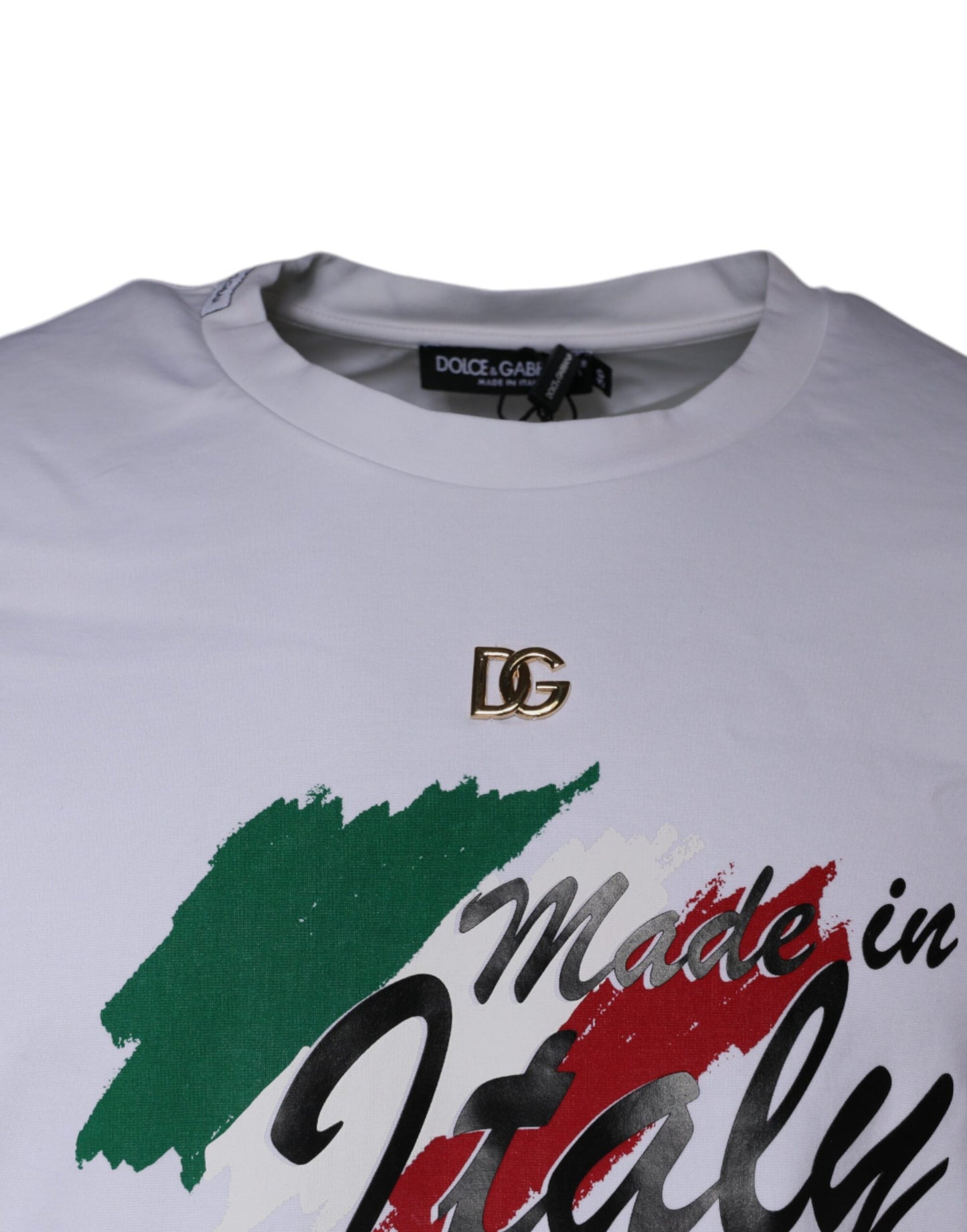 Dolce & Gabbana – Weißes Baumwoll-T-Shirt mit Rundhalsausschnitt und grafischem Print