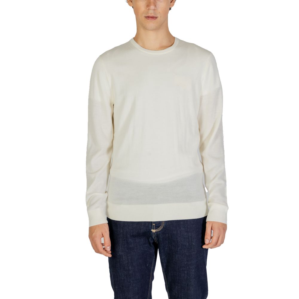 Calvin Klein – Cremefarbenes T-Shirt aus recycelter Wolle