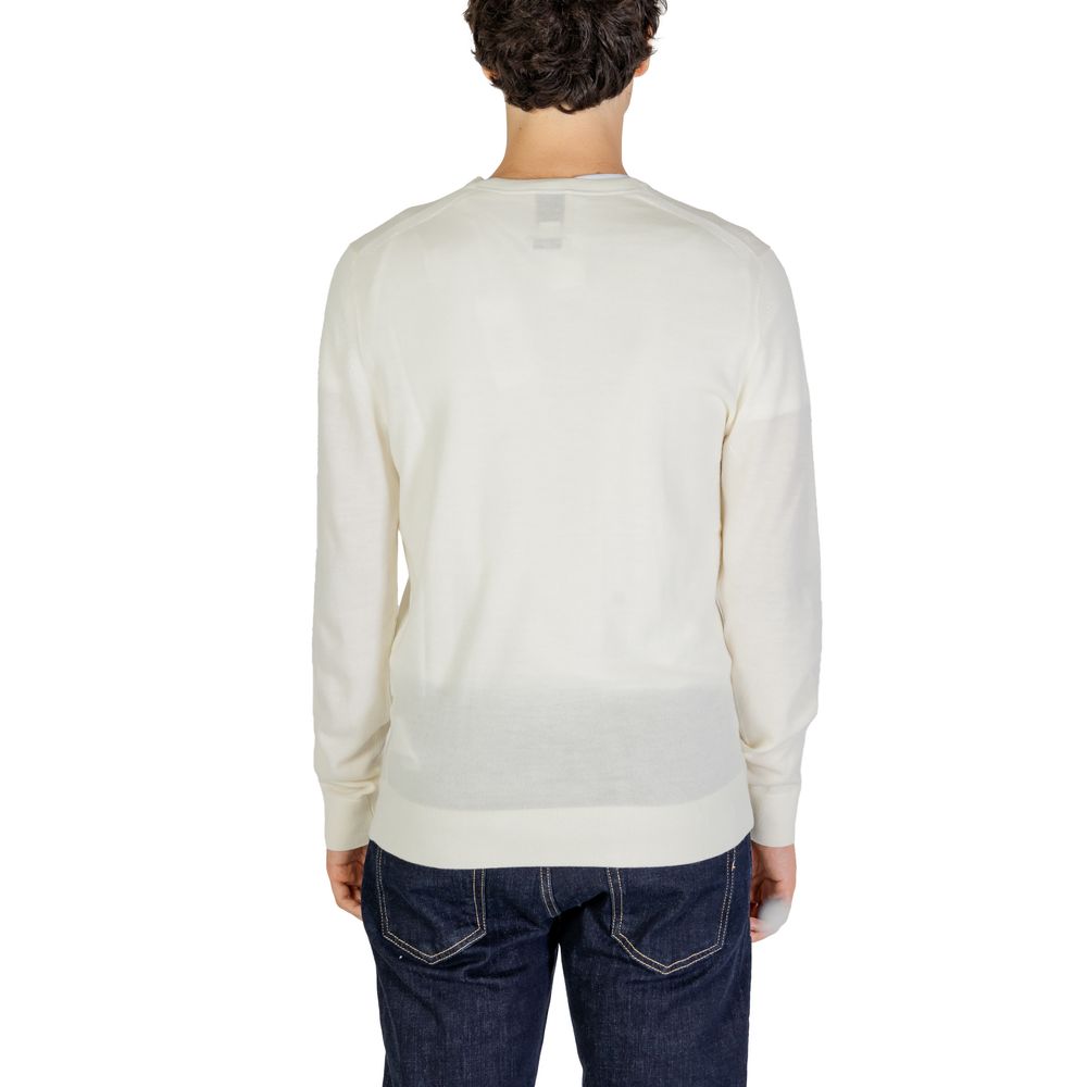 Calvin Klein – Cremefarbenes T-Shirt aus recycelter Wolle