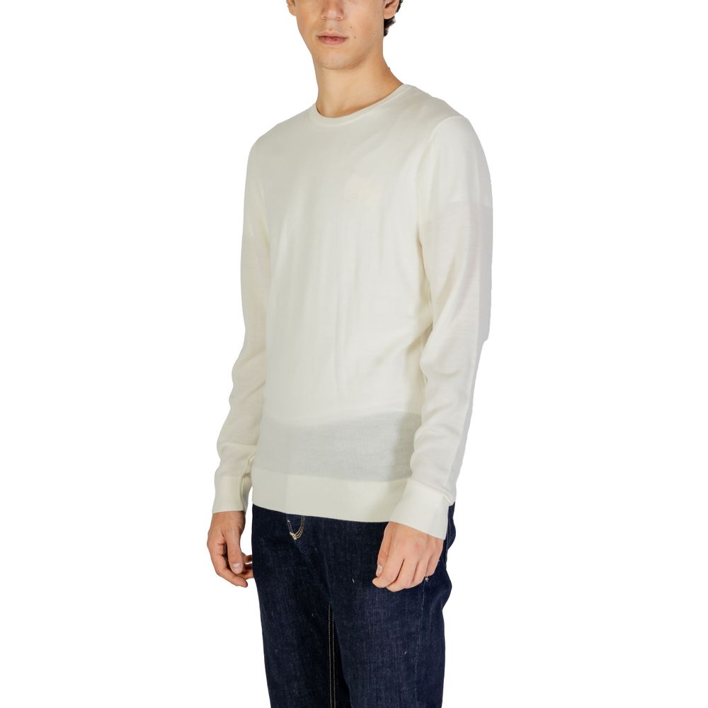 Calvin Klein – Cremefarbenes T-Shirt aus recycelter Wolle