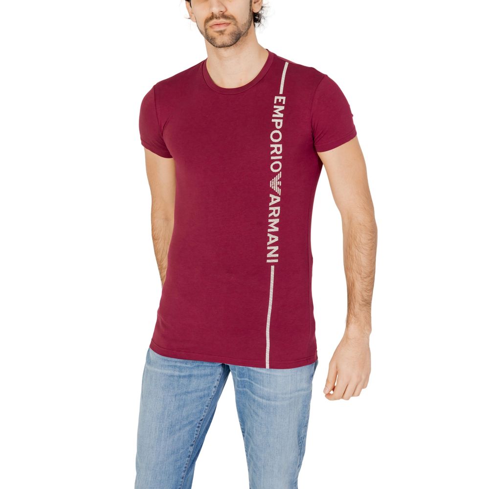 Emporio Armani Underwear – Bordeauxfarbenes Baumwoll-T-Shirt