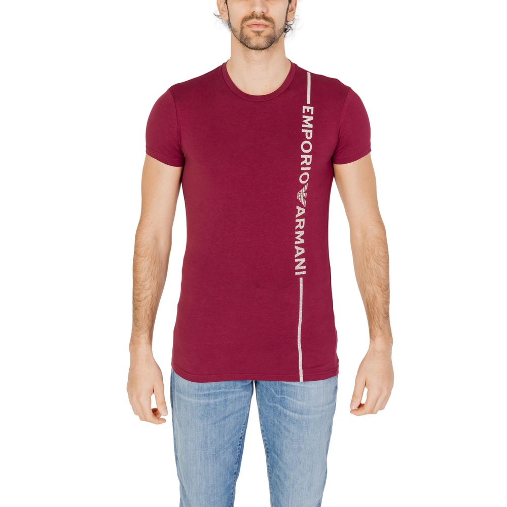 Emporio Armani Underwear – Bordeauxfarbenes Baumwoll-T-Shirt