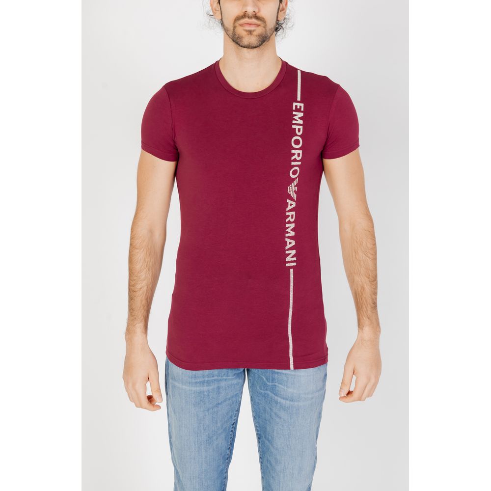 Emporio Armani Underwear – Bordeauxfarbenes Baumwoll-T-Shirt