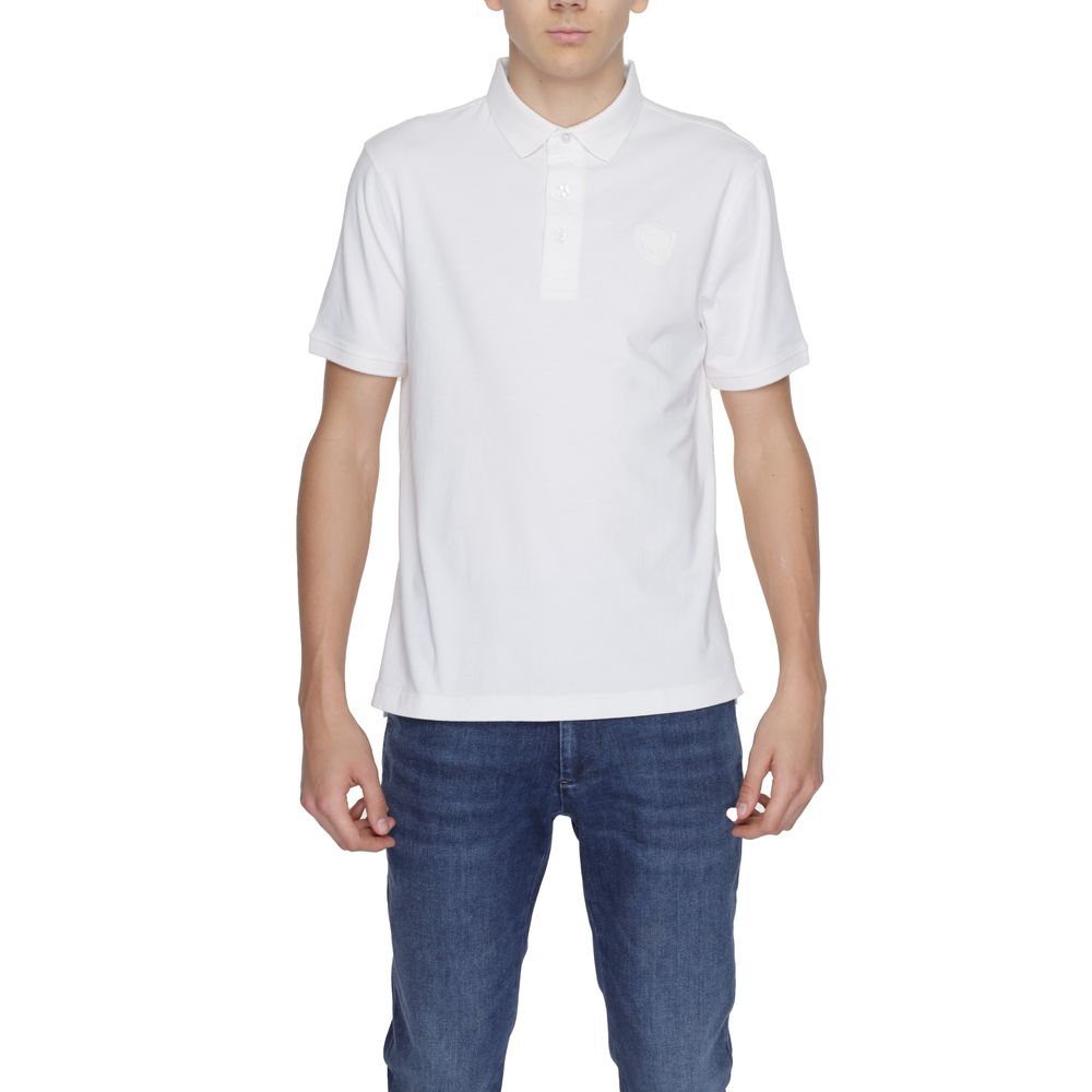 Blauer cremefarbenes Baumwoll-Poloshirt