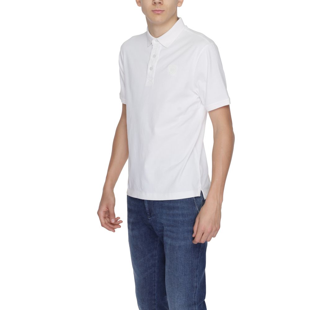 Blauer cremefarbenes Baumwoll-Poloshirt