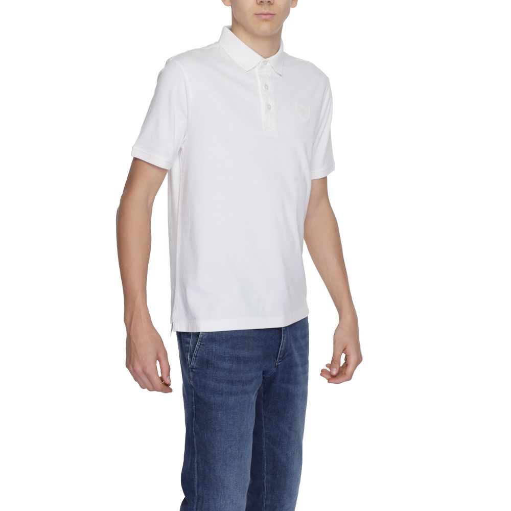 Blauer cremefarbenes Baumwoll-Poloshirt