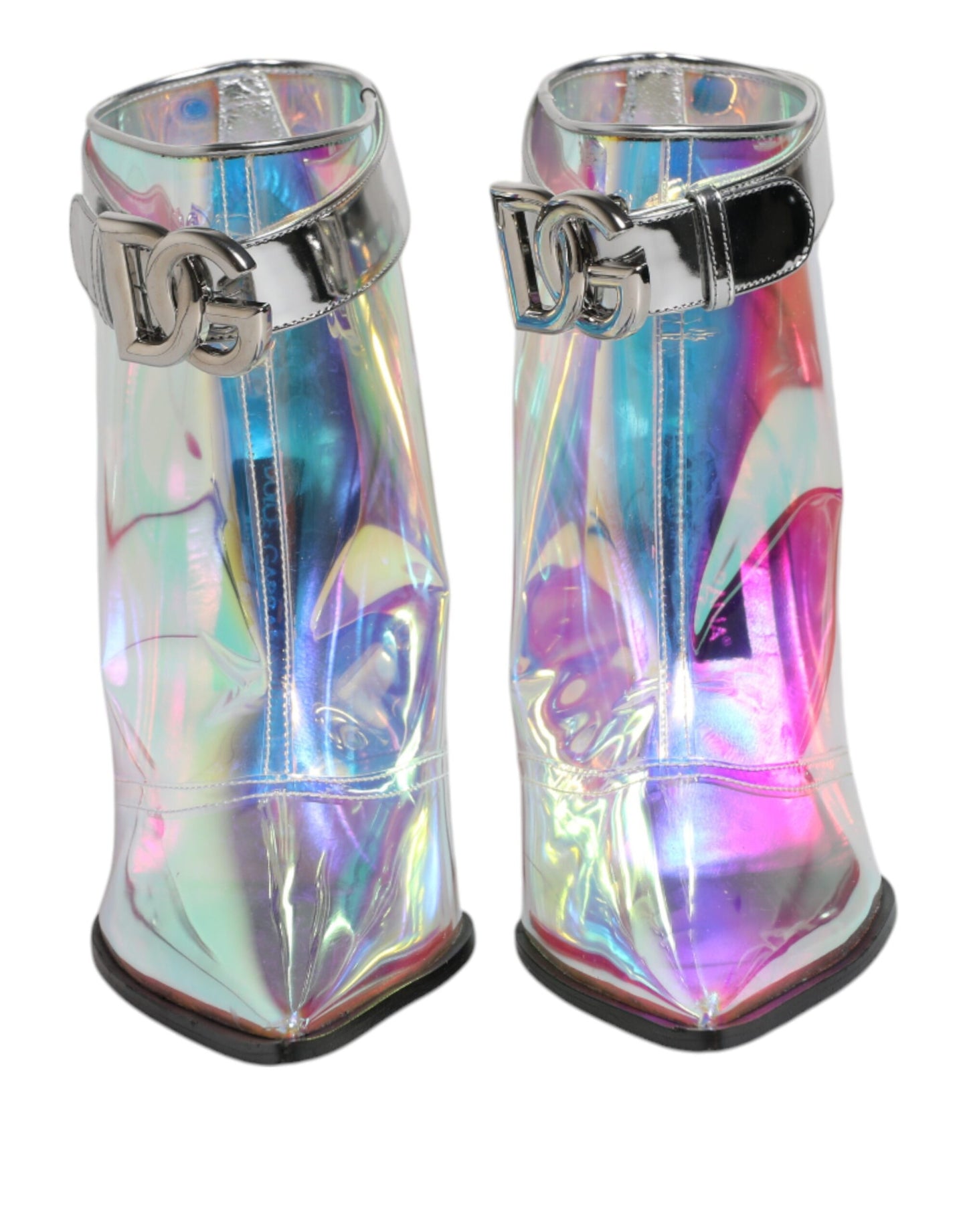 Dolce & Gabbana Silber schillernde spitze kurze Stiefel Schuhe
