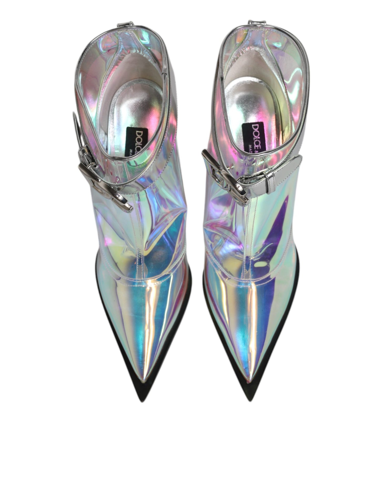 Dolce & Gabbana Silber schillernde spitze kurze Stiefel Schuhe