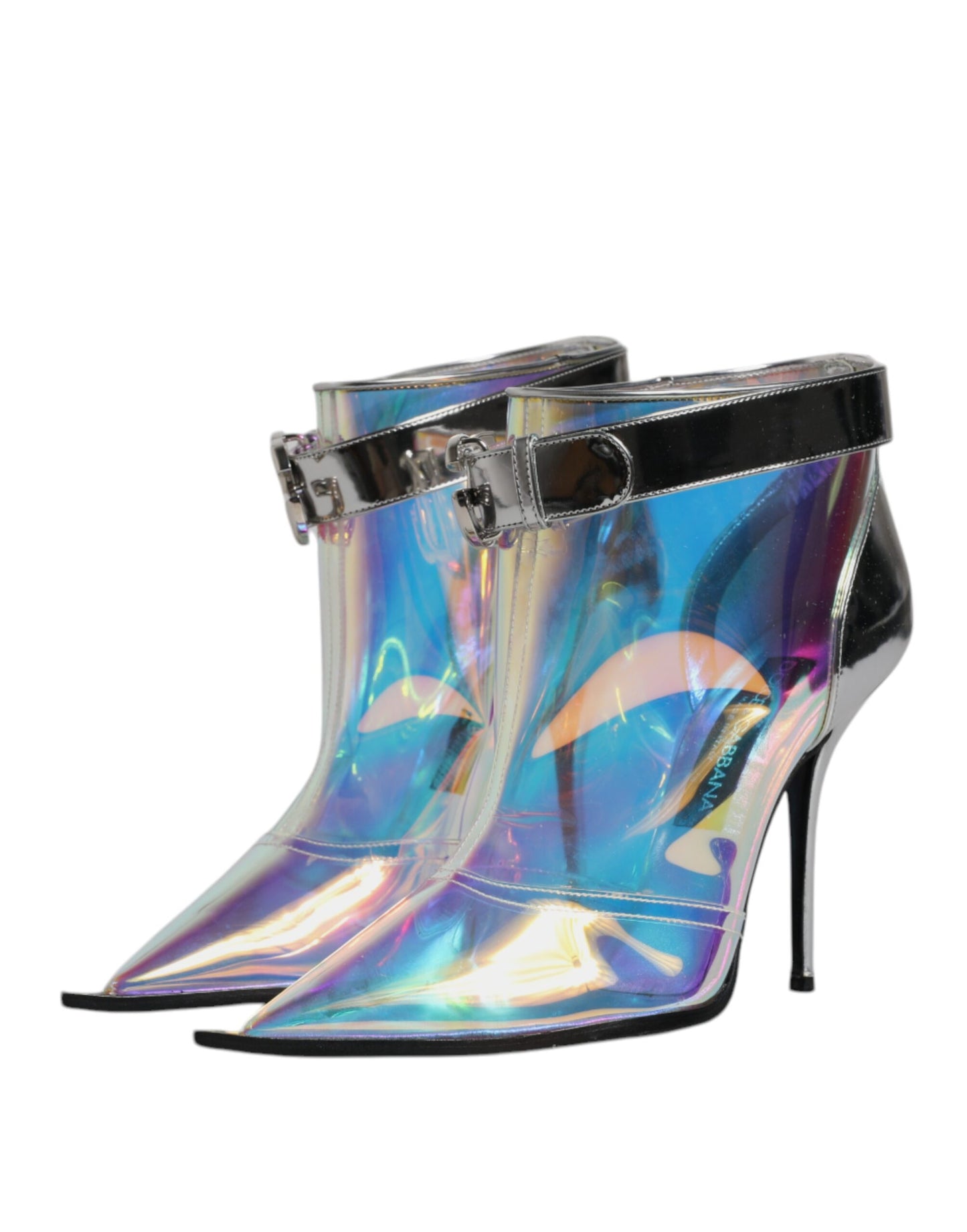 Dolce & Gabbana Silber schillernde spitze kurze Stiefel Schuhe
