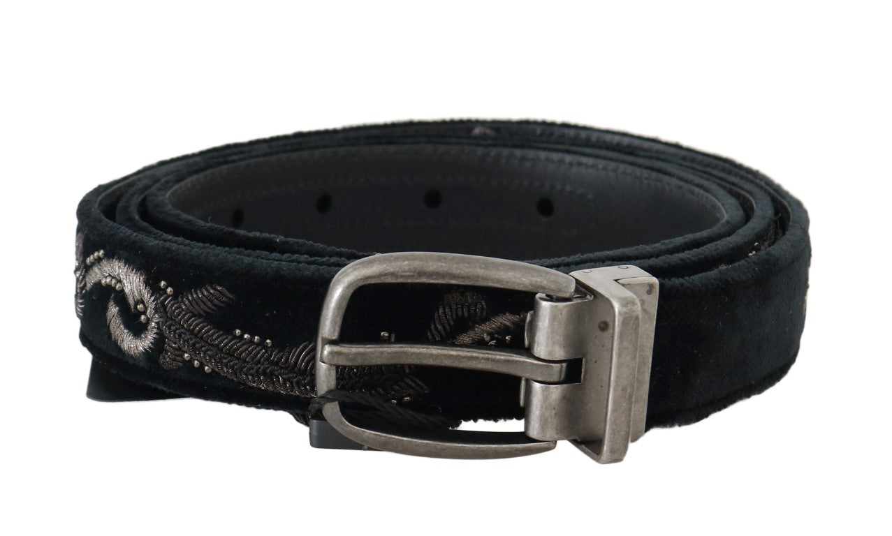 Cintura da uomo Dolce & Gabbana elegante in cotone e pelle nera