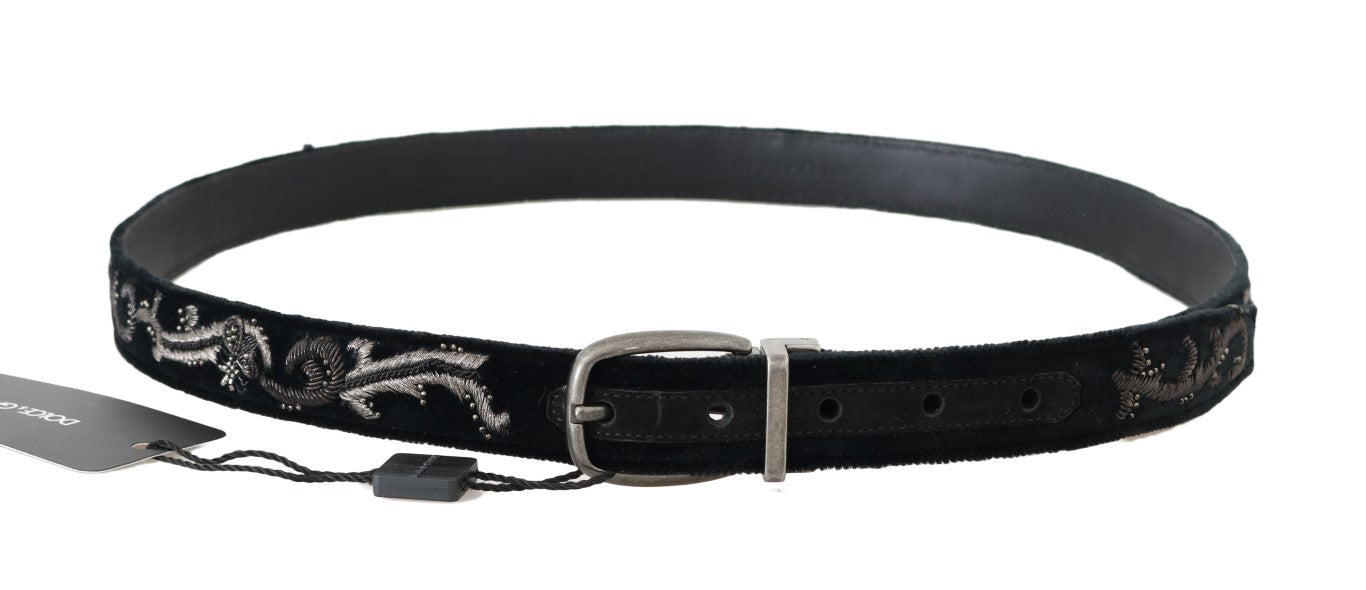 Cintura da uomo Dolce & Gabbana elegante in cotone e pelle nera