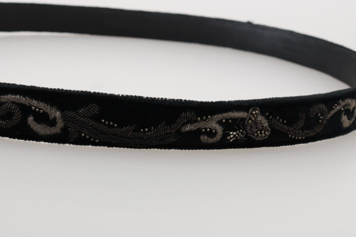 Cintura da uomo Dolce & Gabbana elegante in cotone e pelle nera